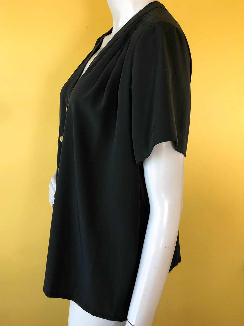 Yves Saint Laurent Black Button Up Blouse — vintage Yves Saint Laurent top in black
