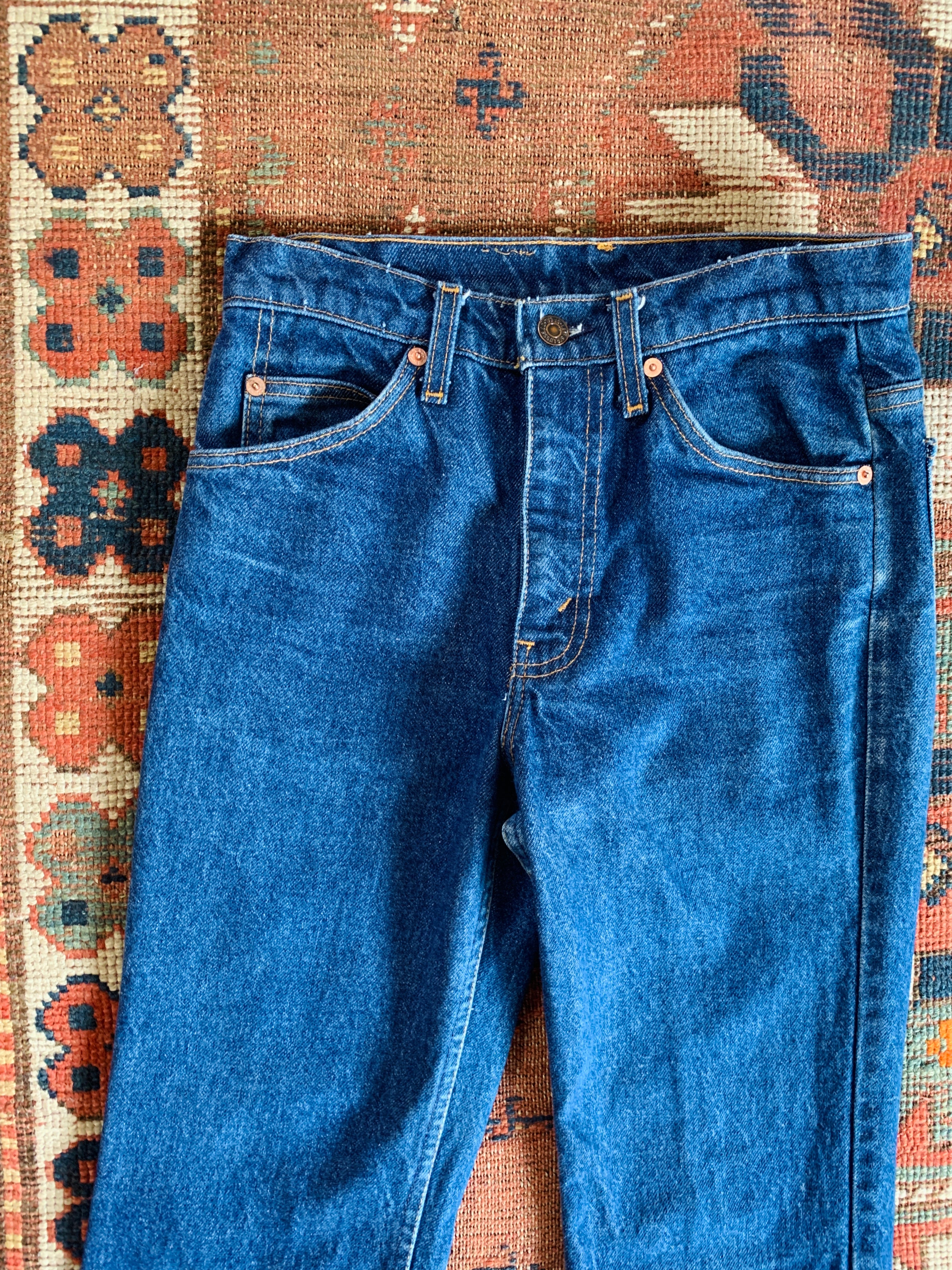 Orange Tab High Waisted Cut Off Levi's Jeans — vintage 1990s Levi's bottoms in orange