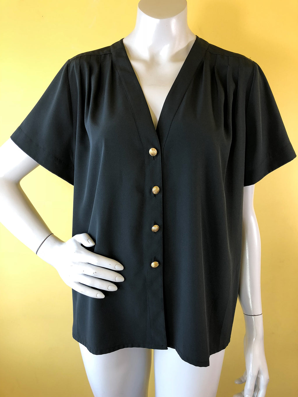 Yves Saint Laurent Black Button Up Blouse — vintage Yves Saint Laurent top in black