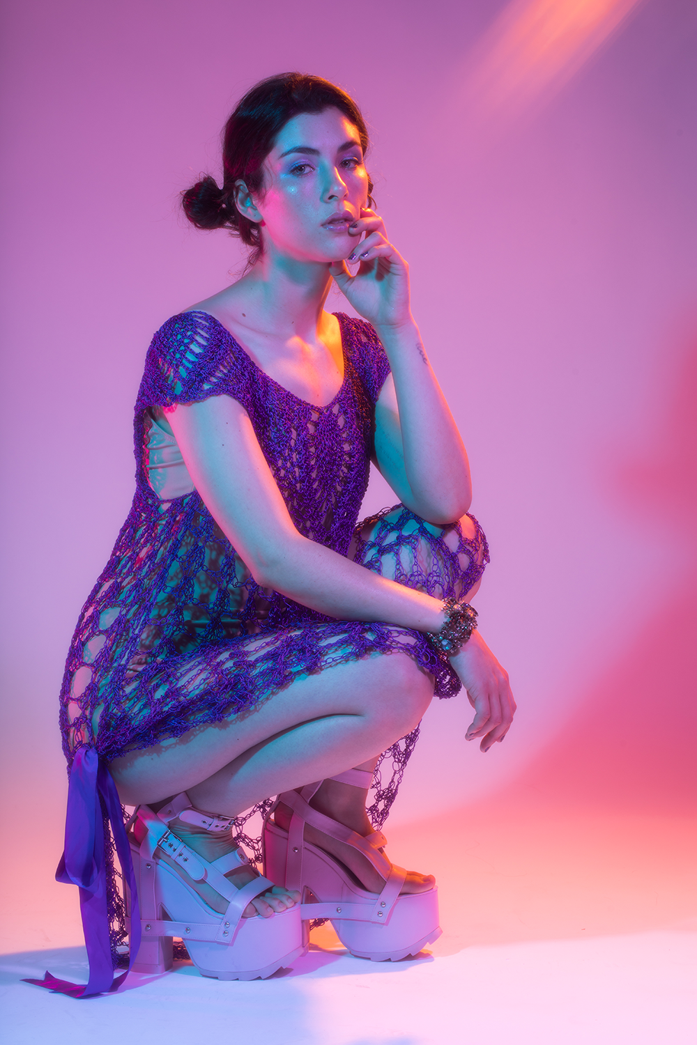 Vintage Deep Purple Net Mermaid Dress. Sold in excellent condition at Empress Vintage in Berkeley, CA.