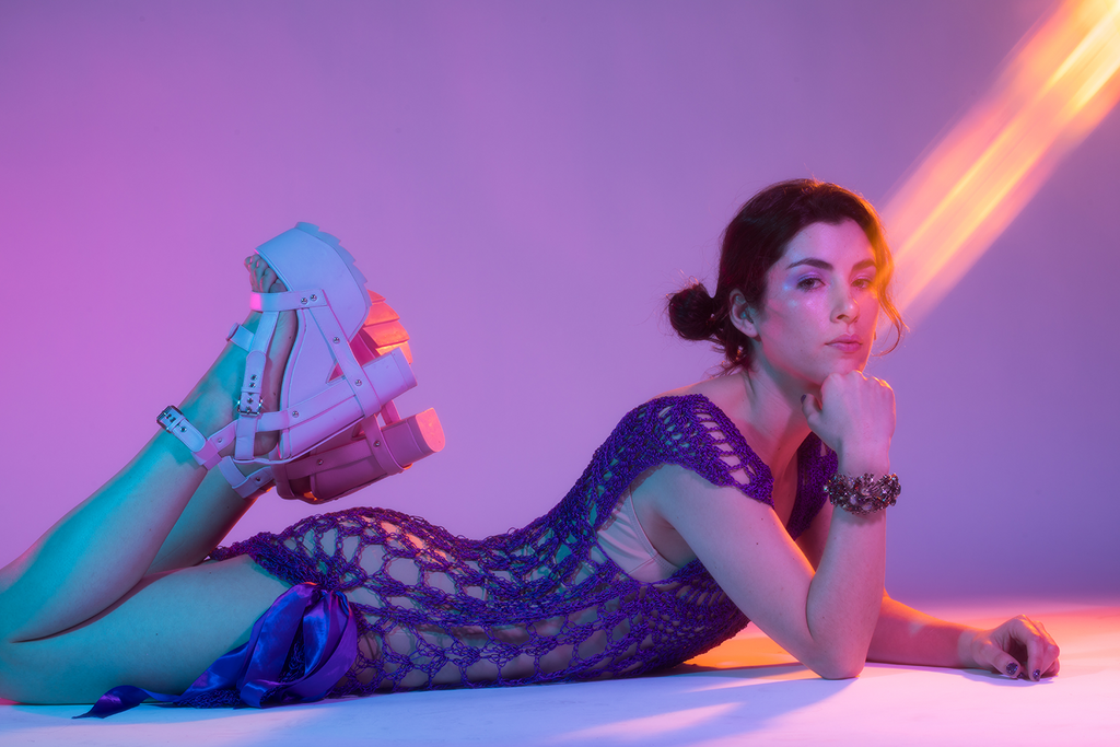 SOLD Deep Purple Net Mermaid Dress — vintage dress in purple