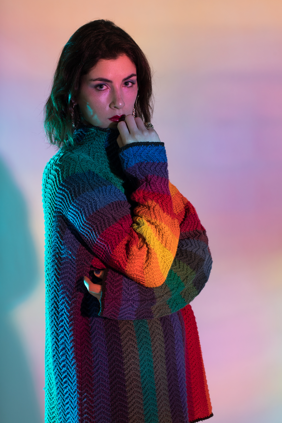 Rainbow Striped Sweater — vintage Michael Seroy knit in multicolour