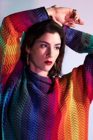 Rainbow Striped Cowl Neck Sweater. Sold exclusively at Empress Vintage in Berkeley, CA.