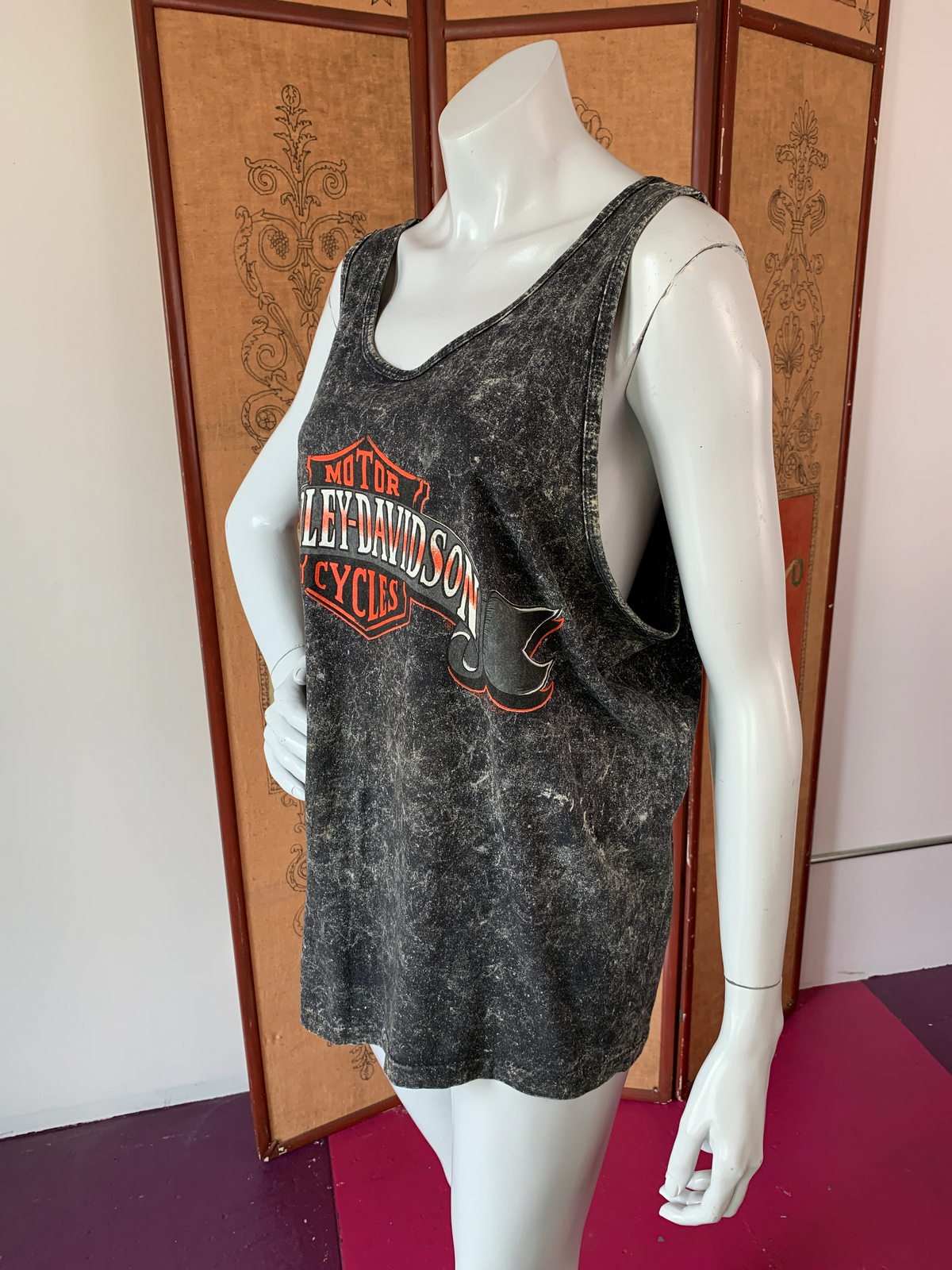 1980s Harley Davidson Unisex Acid Wash Tank Top Tee — vintage 1980s Harley Davidson top