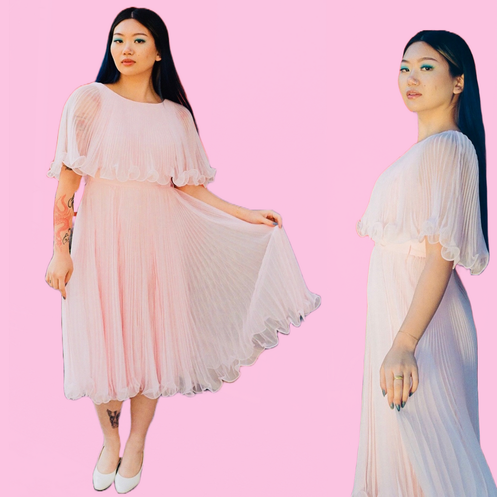Jack Bryan 1960s Pink Pleated Dress — vintage 1960s Jack Bryan dress in pink
