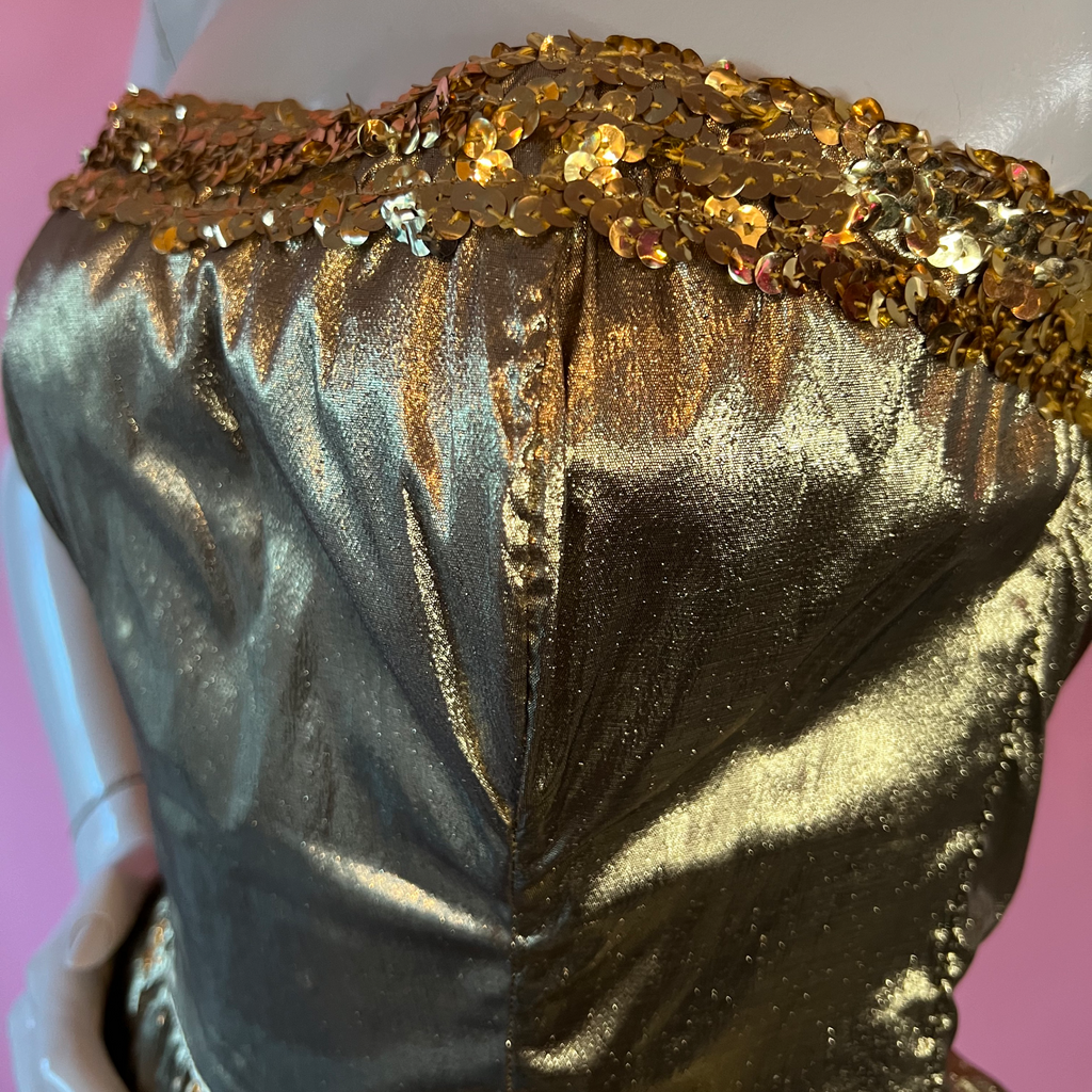 Gold Lamè Gunne Sax Sequin Ball Gown — vintage Gunne Sax dress in gold