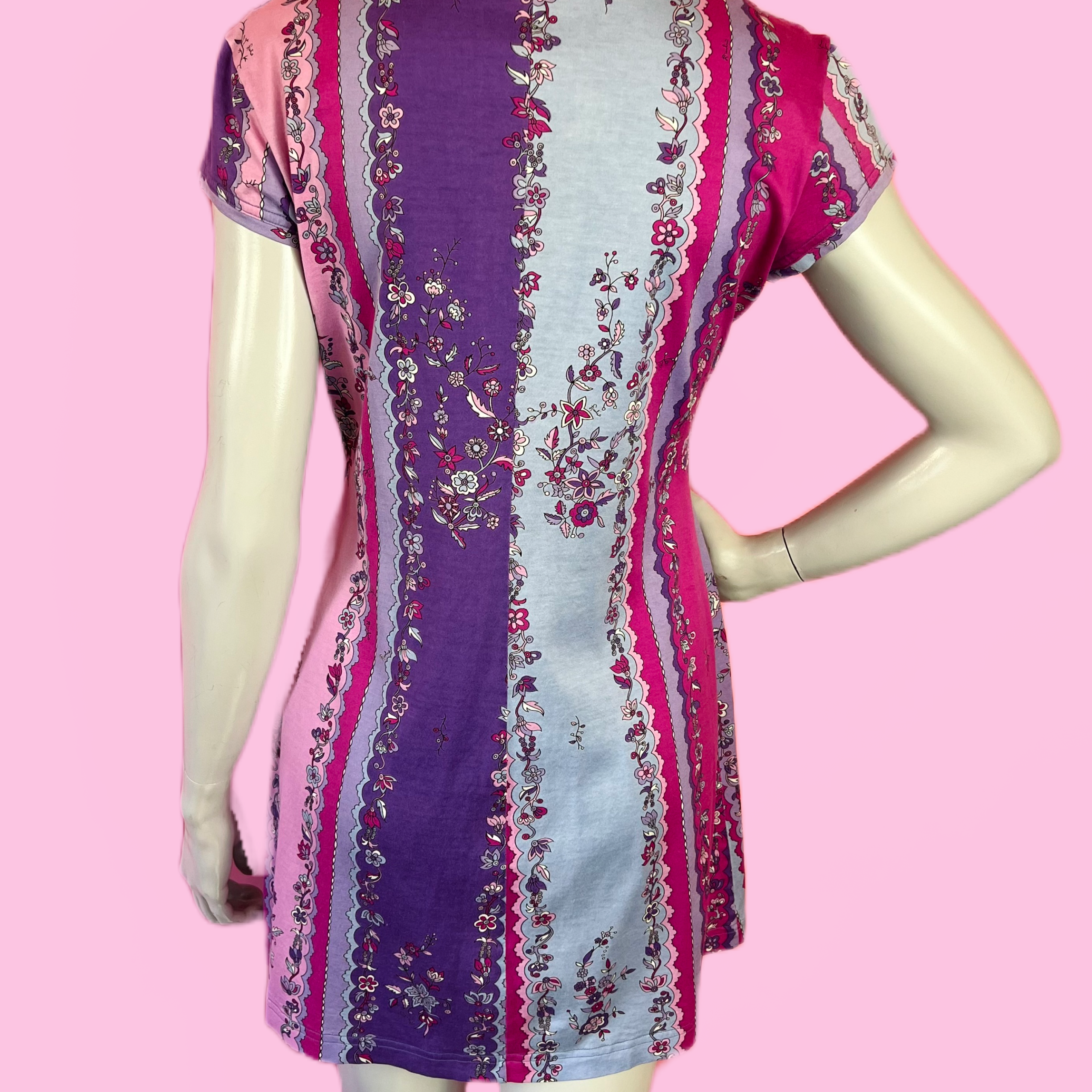 Emilio Pucci Pink & Purple Floral Print Dress — vintage 1990s Emilio Pucci dress in pink, purple