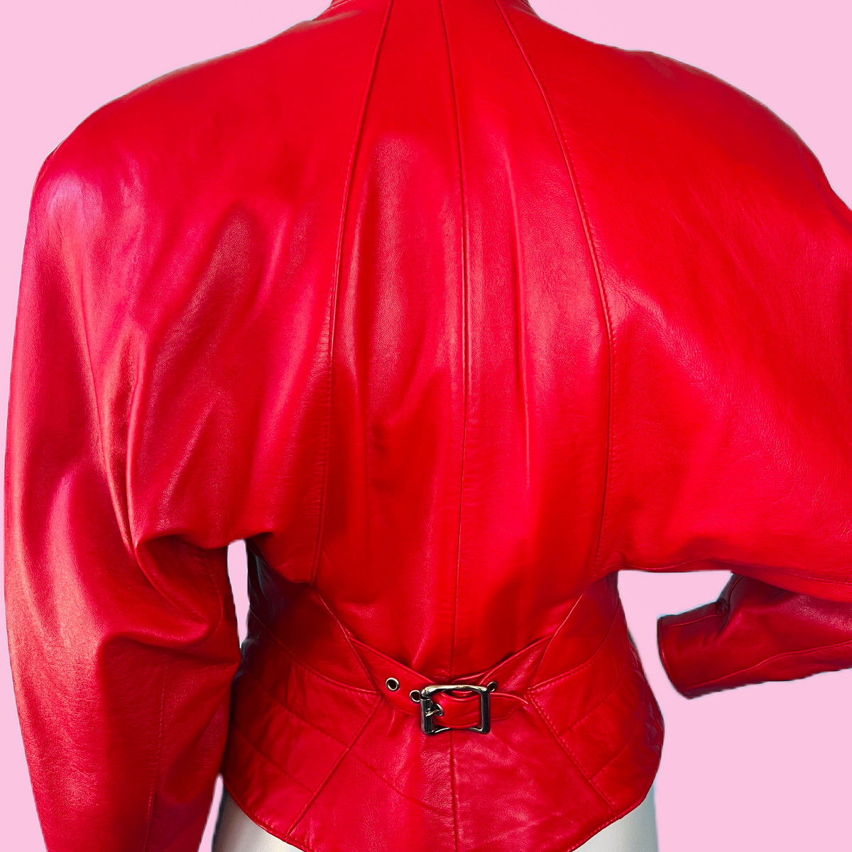 North Beach Leather Cherry Red Jacket — vintage Michael Hoban North Beach Leather jacket in red