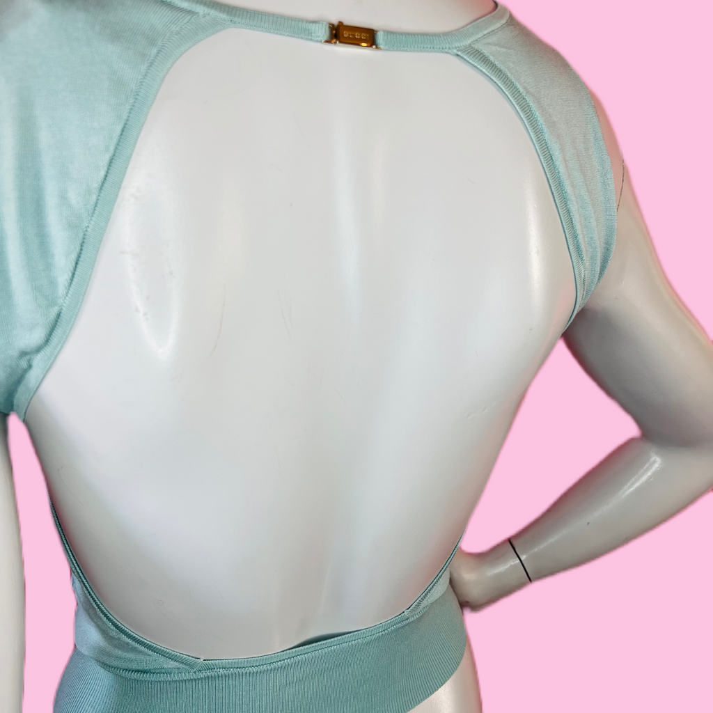 Gucci by Tom Ford Blue Open Back Top New with Tags — vintage Gucci top in blue