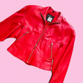 North Beach Leather Cherry Red Jacket — vintage Michael Hoban North Beach Leather jacket in red