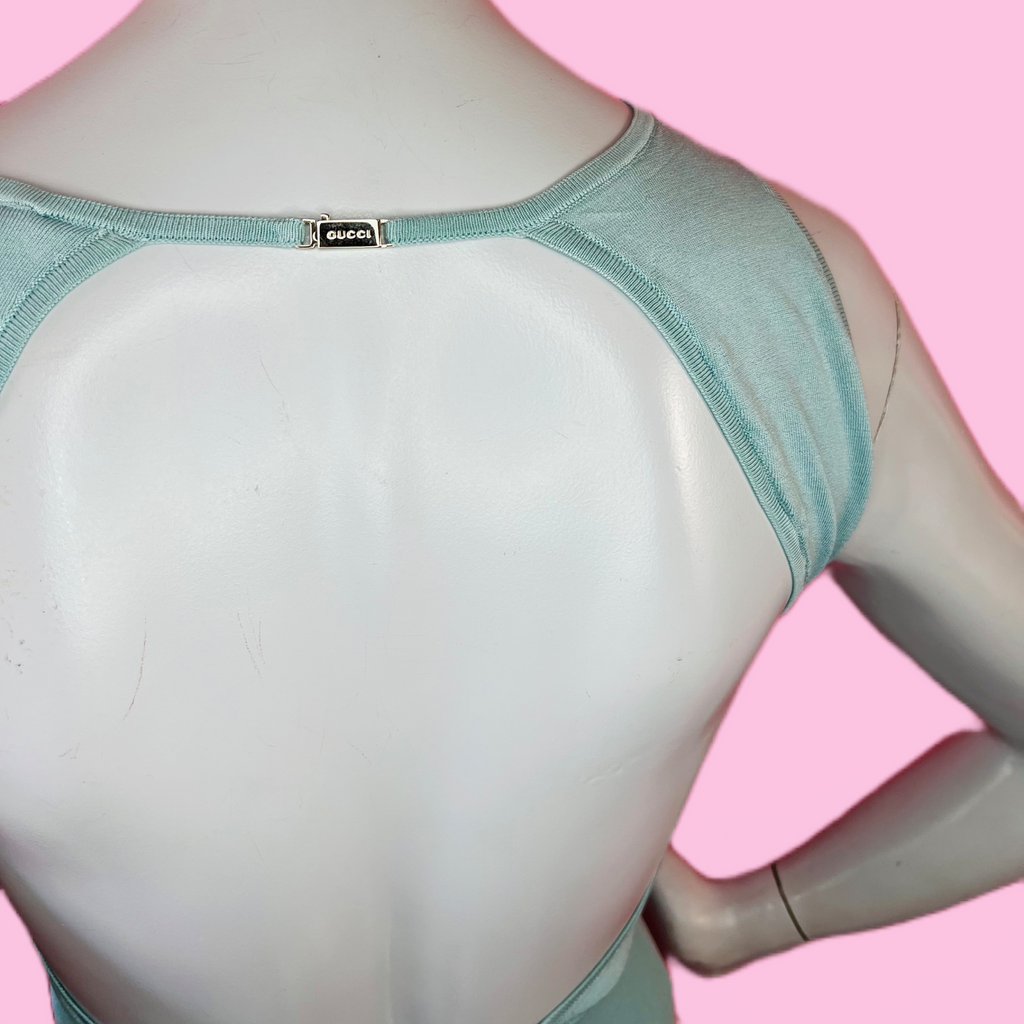 Gucci by Tom Ford Blue Open Back Top New with Tags — vintage Gucci top in blue