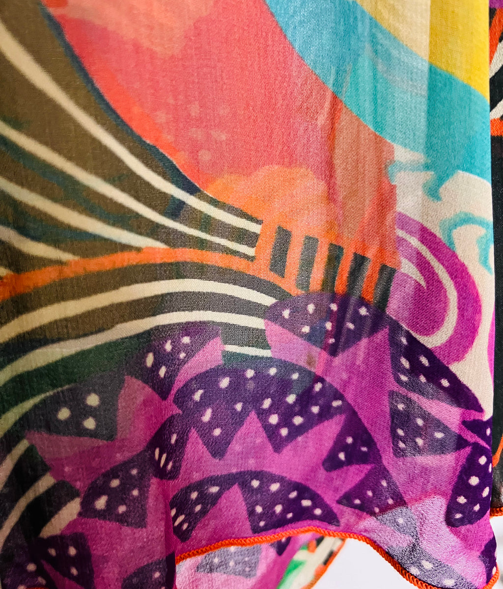 Renèe Helga Howie Bird Print Sheer Collared Top — vintage 1990s Renèe Helga Howie top