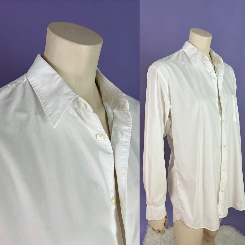 Comme des Garçons SHIRT Label Crisp Cotton Long Sleeve Shirt — vintage Comme des Garçons SHIRT top in white