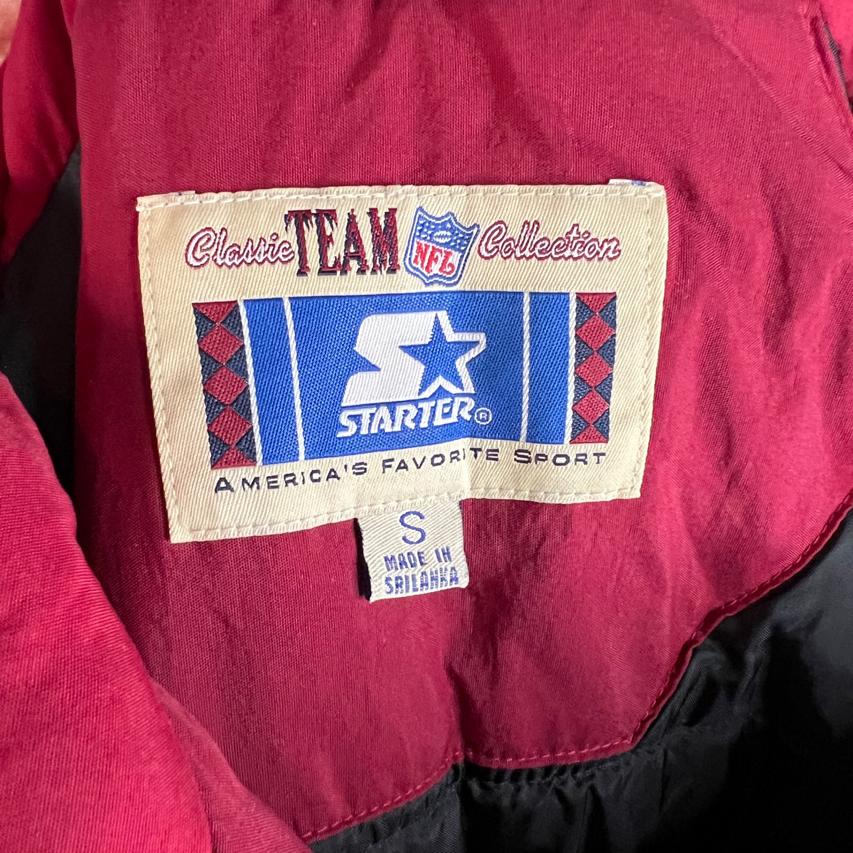 49ers 90s Burgundy Puffy Starter Jacket — vintage 1990s Starter jacket