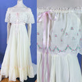 Ethereal Gunne Sax Off the Shoulder 1970s Maxi Dress — vintage 1970s Gunne Sax dress in pink
