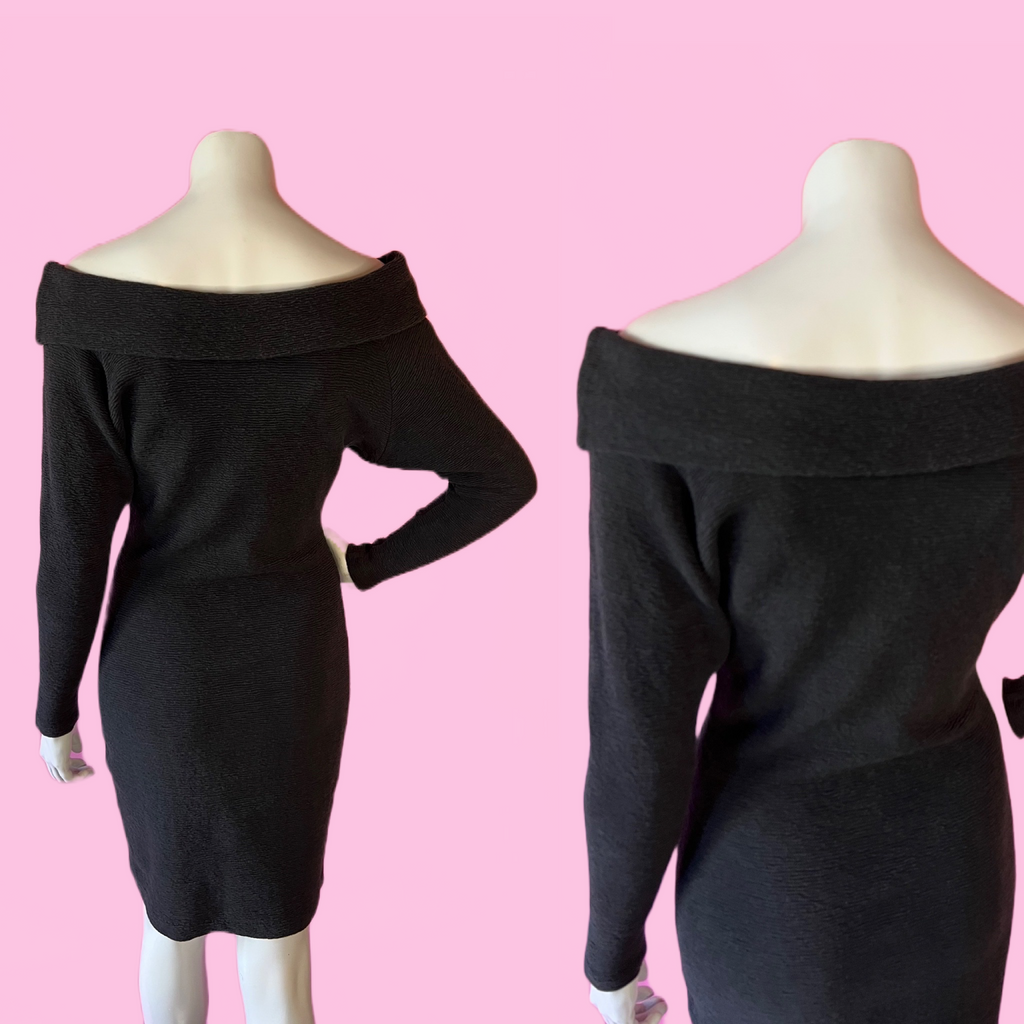 Betsey Johnson Punk Label Grey Off the Shoulder Dress — vintage Betsey Johnson dress in grey
