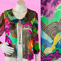 Renèe Helga Howie Bird Print Sheer Collared Top — vintage 1990s Renèe Helga Howie top