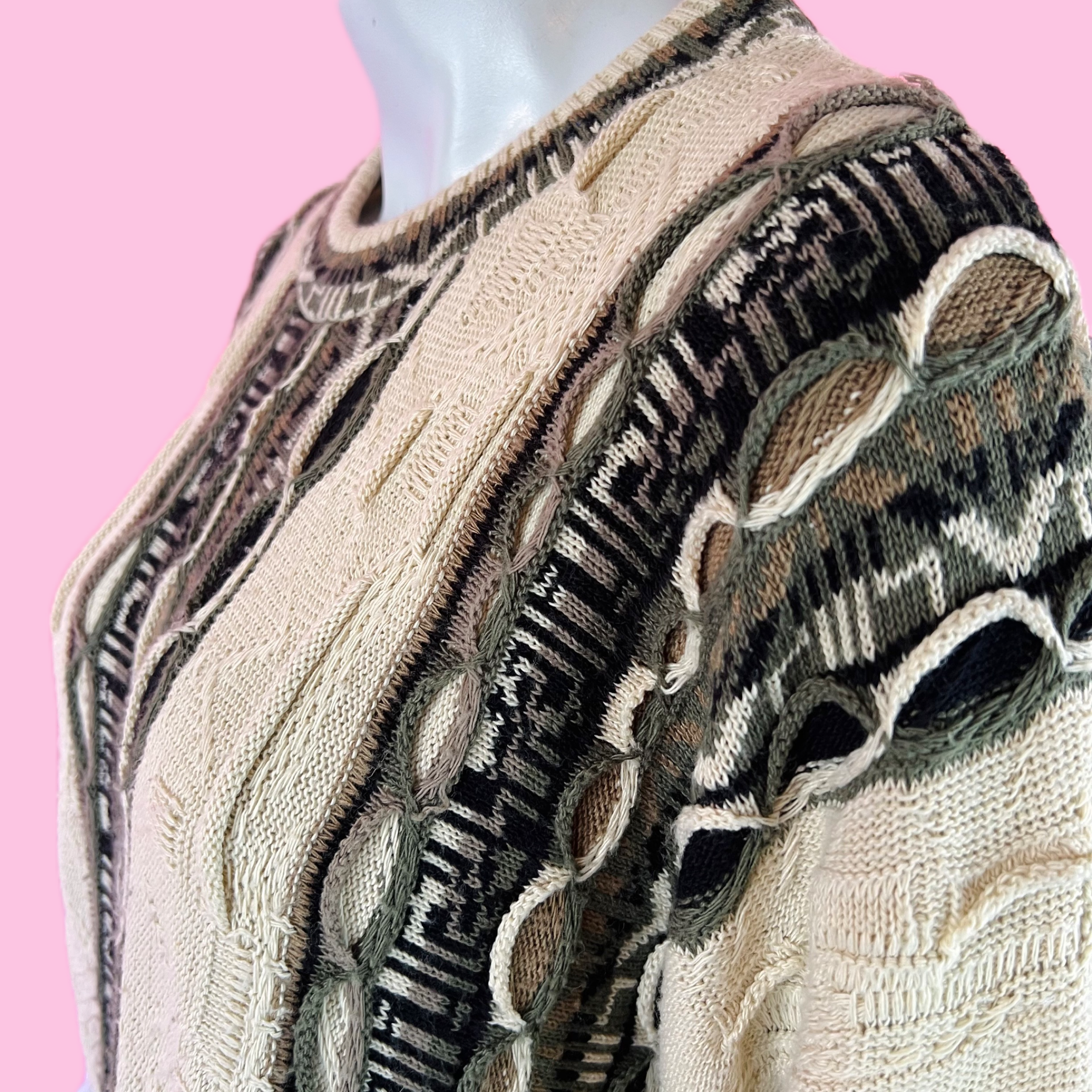 Textured 90s Neutral Tones Sweater — vintage 1990s American Priority Sweaters LTD top