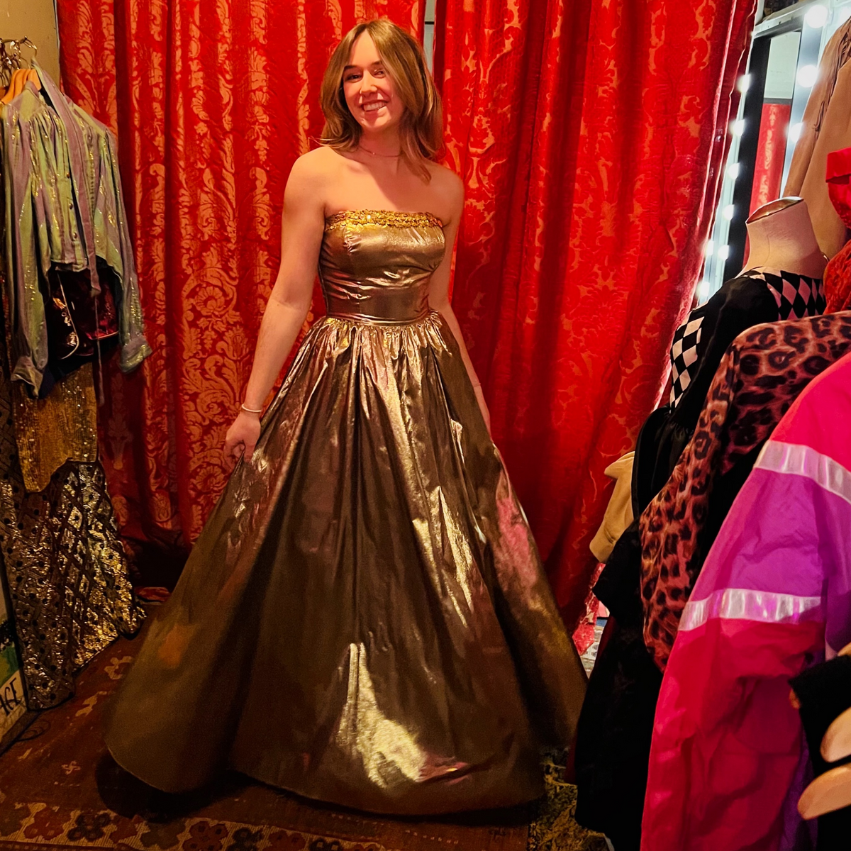 Vintage gold lamè Gunne Sax metallic dress available now at Empress Vintage in San Francisco!