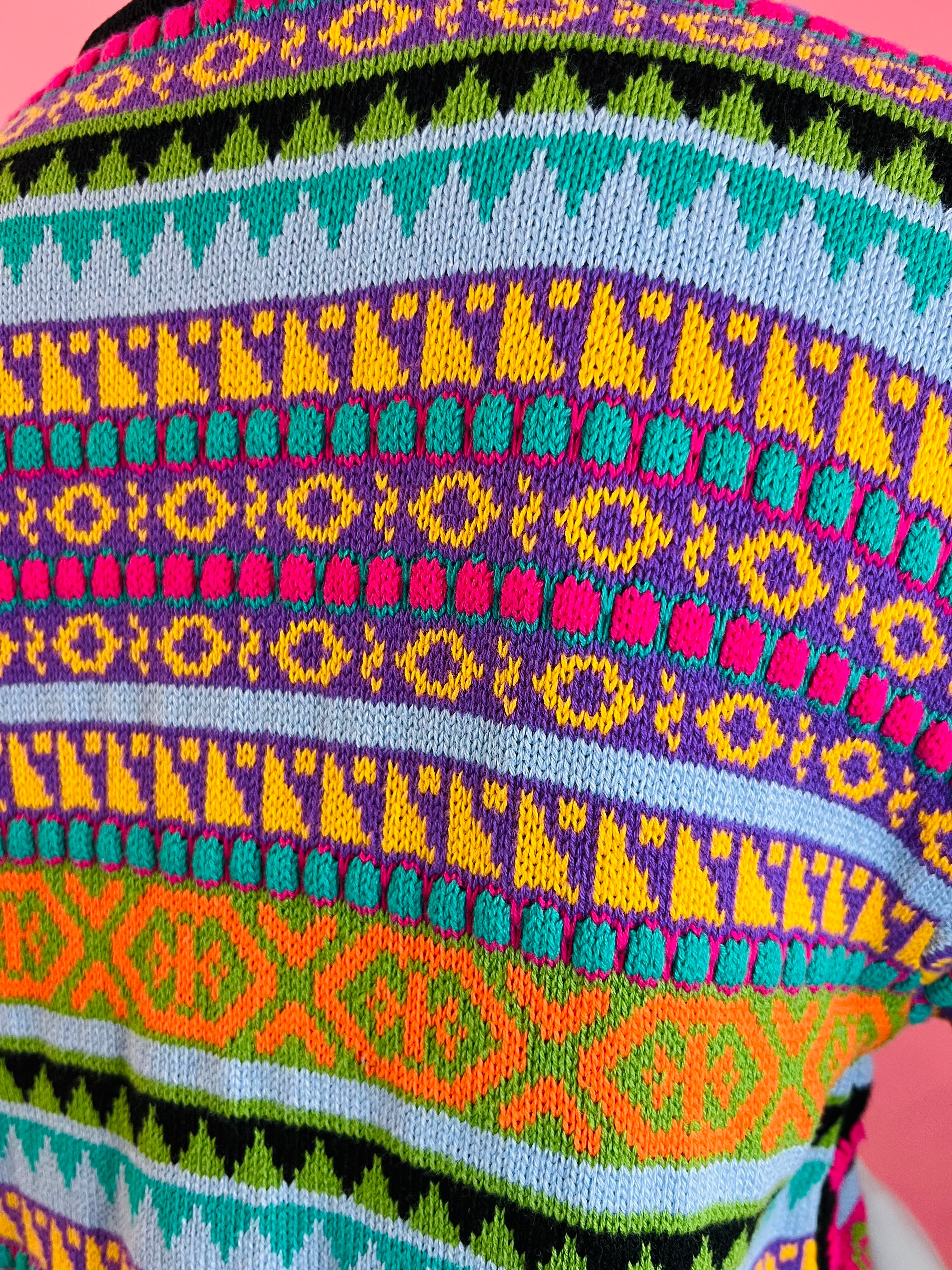 Colorful Embroidered Beaded Short Sleeve Cardigan — vintage knit in black