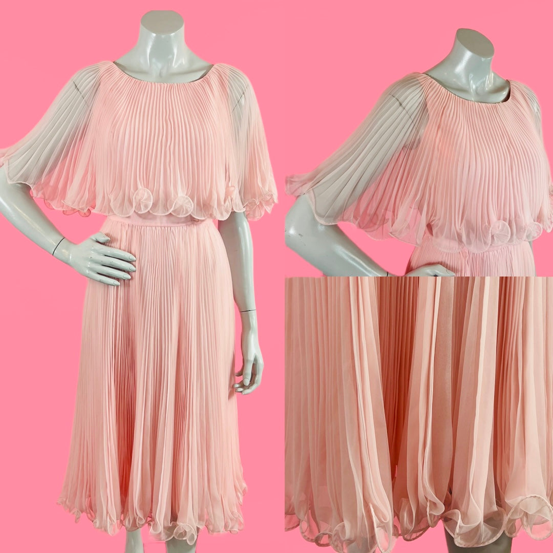Jack Bryan 1960s Pink Pleated Dress — vintage 1960s Jack Bryan dress in pink