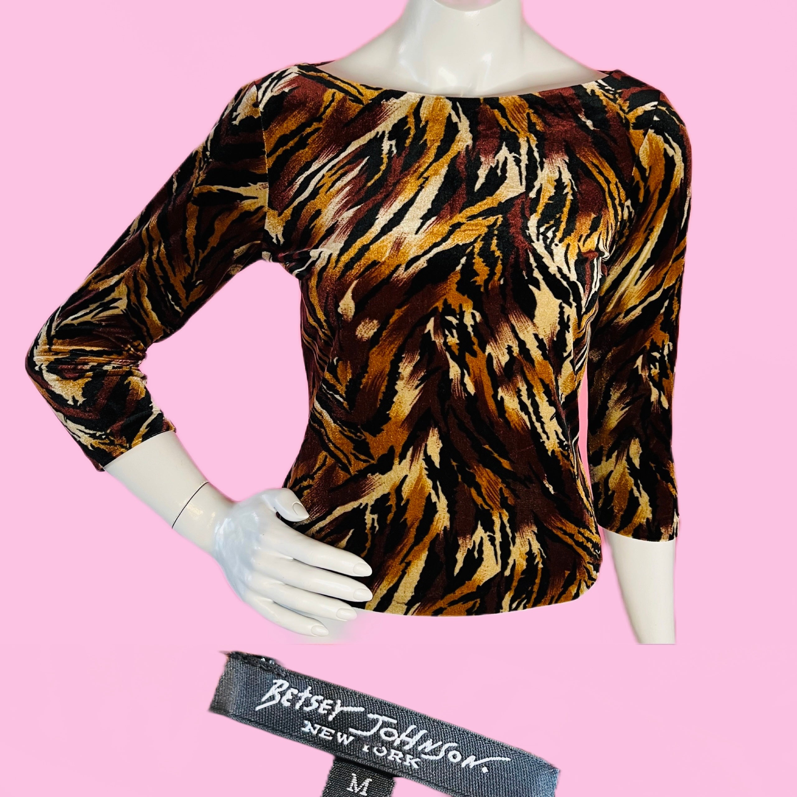 Animal Print Velvet Betsey Johnson Top — vintage 2000s Betsey Johnson top