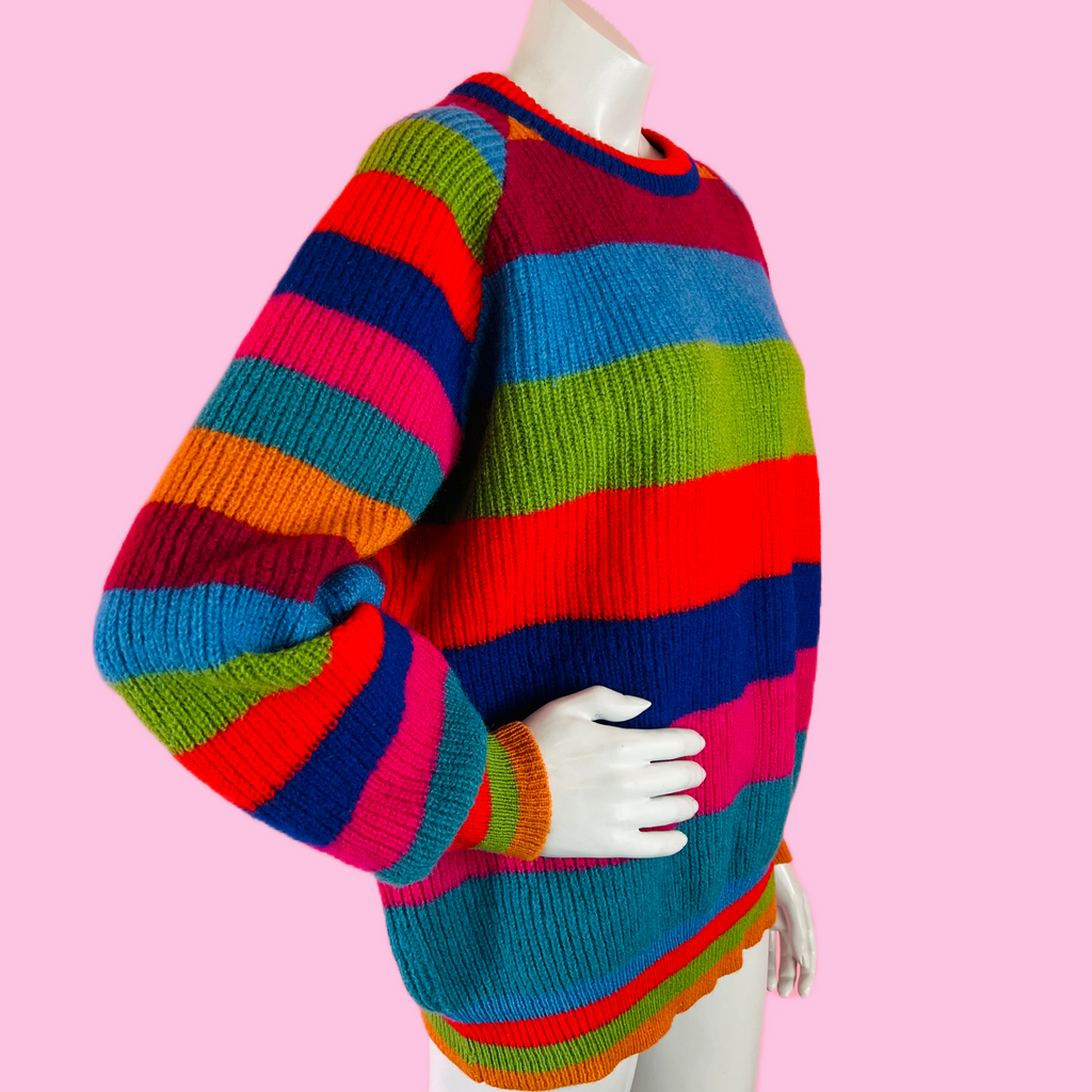 Rainbow Striped 80s Kenzo Sweater — vintage 1980s Kenzo top in multicolour