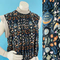 Chloe Designer Mystic Eye Print Bubble Blouse — vintage Chloe top in grey
