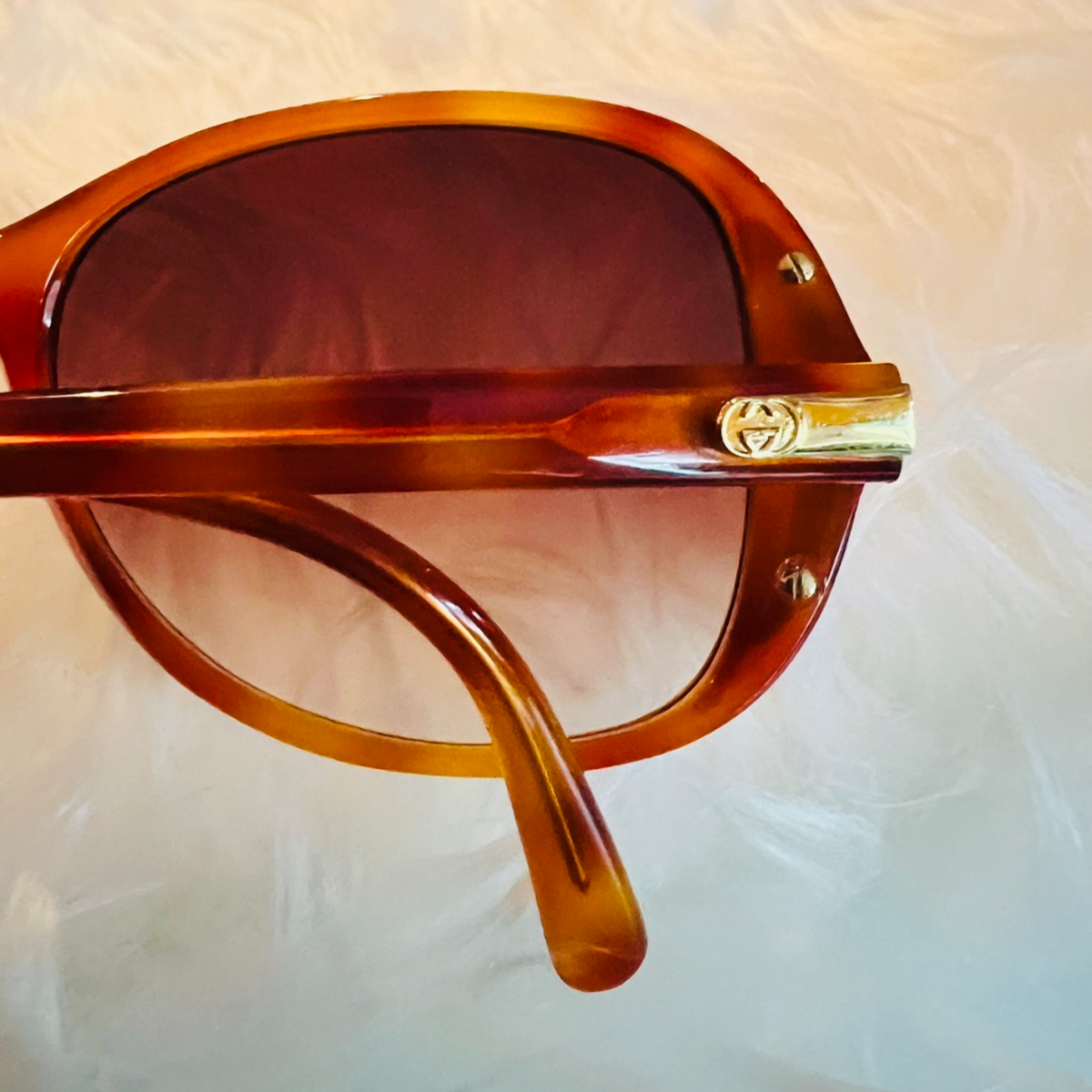 Gucci 1980s Deadstock Rhinestone Sunglasses — vintage 1980s Gucci eyewear in gold, brown