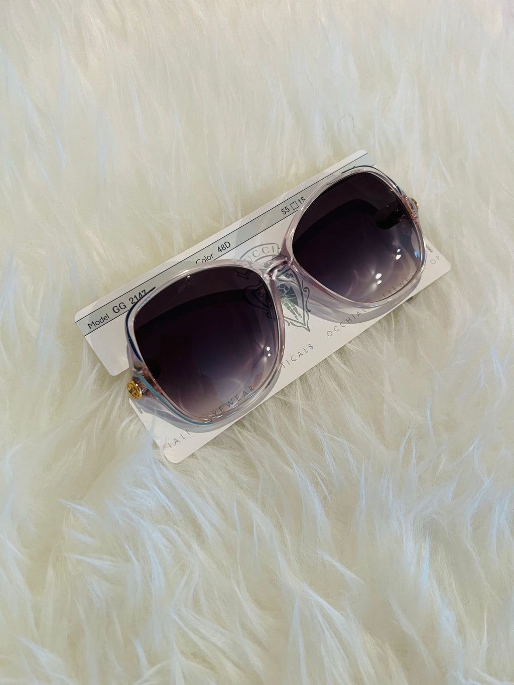Gucci 1980s Clear & Blue Grey Sunglasses — vintage 1980s Gucci eyewear in blue, grey