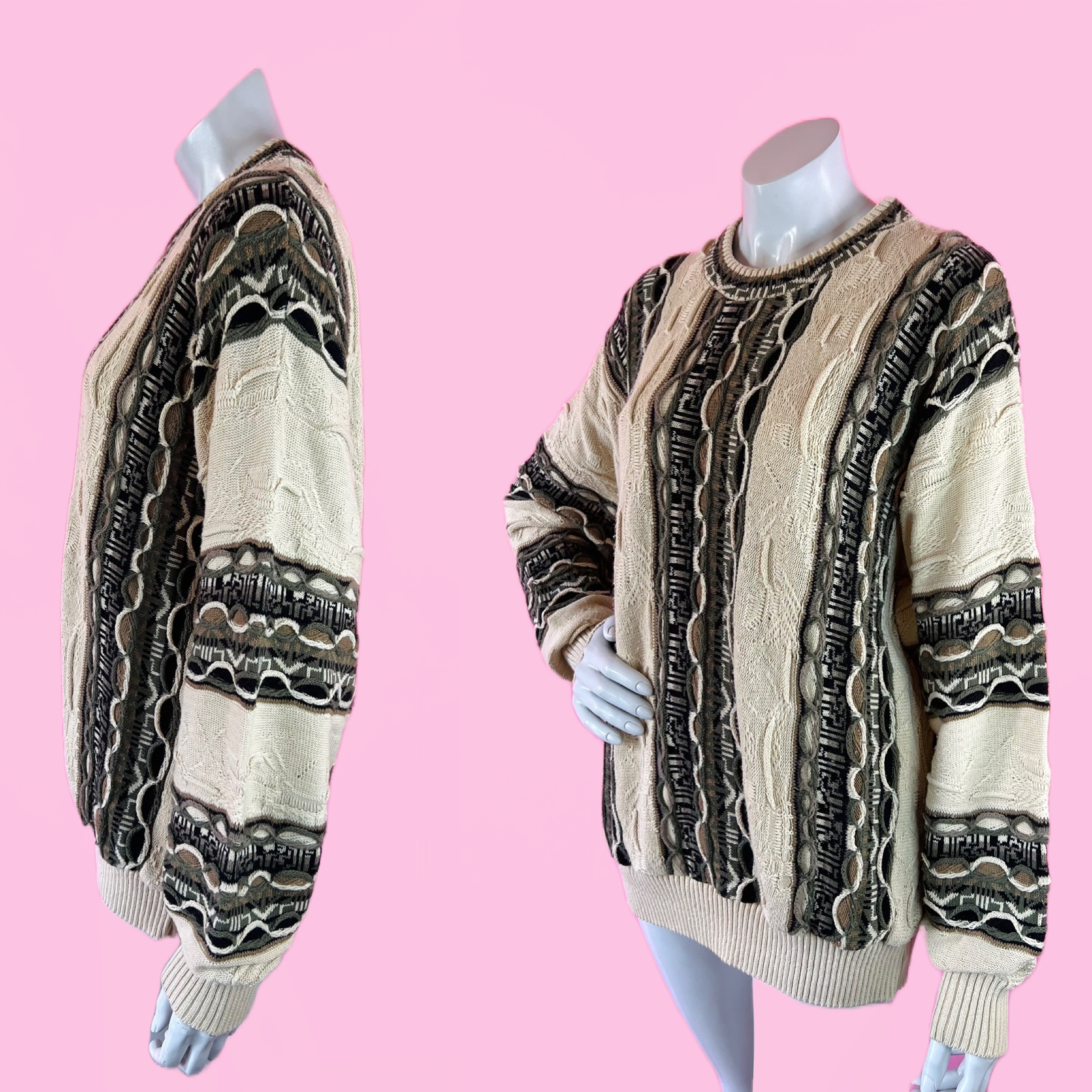 Textured 90s Neutral Tones Sweater — vintage 1990s American Priority Sweaters LTD top