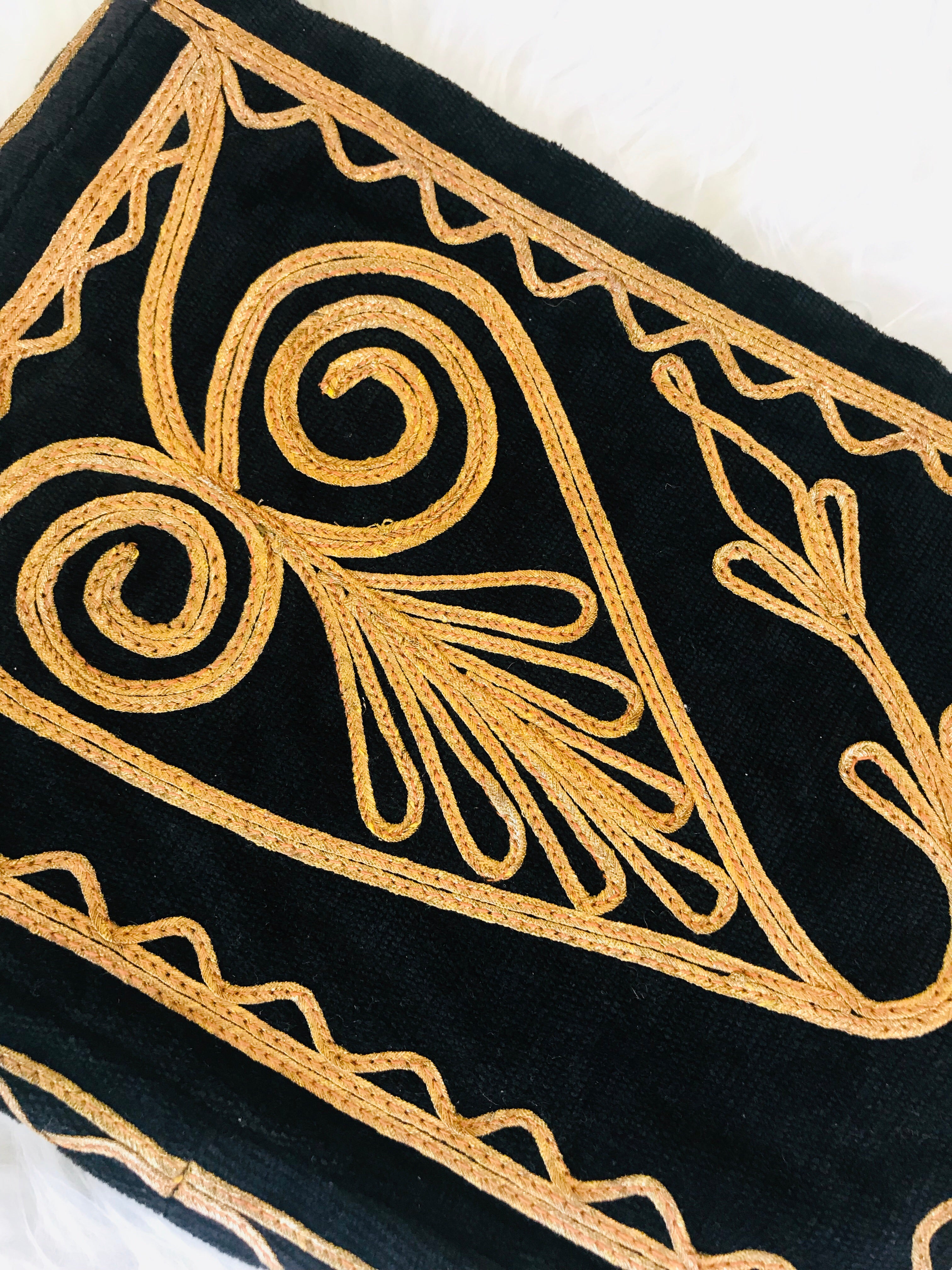 SOLD* Elegant 1960s/70s Gold & Black Velvet Handbag — vintage 1960s bag in black, gold