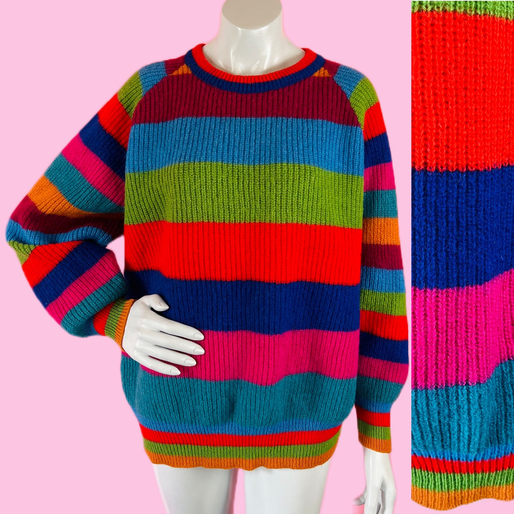 Rainbow Striped 80s Kenzo Sweater — vintage 1980s Kenzo top in multicolour