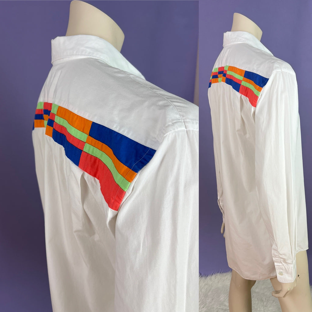 Comme des Garçons SHIRT Label Crisp Cotton Long Sleeve Shirt — vintage Comme des Garçons SHIRT top in white