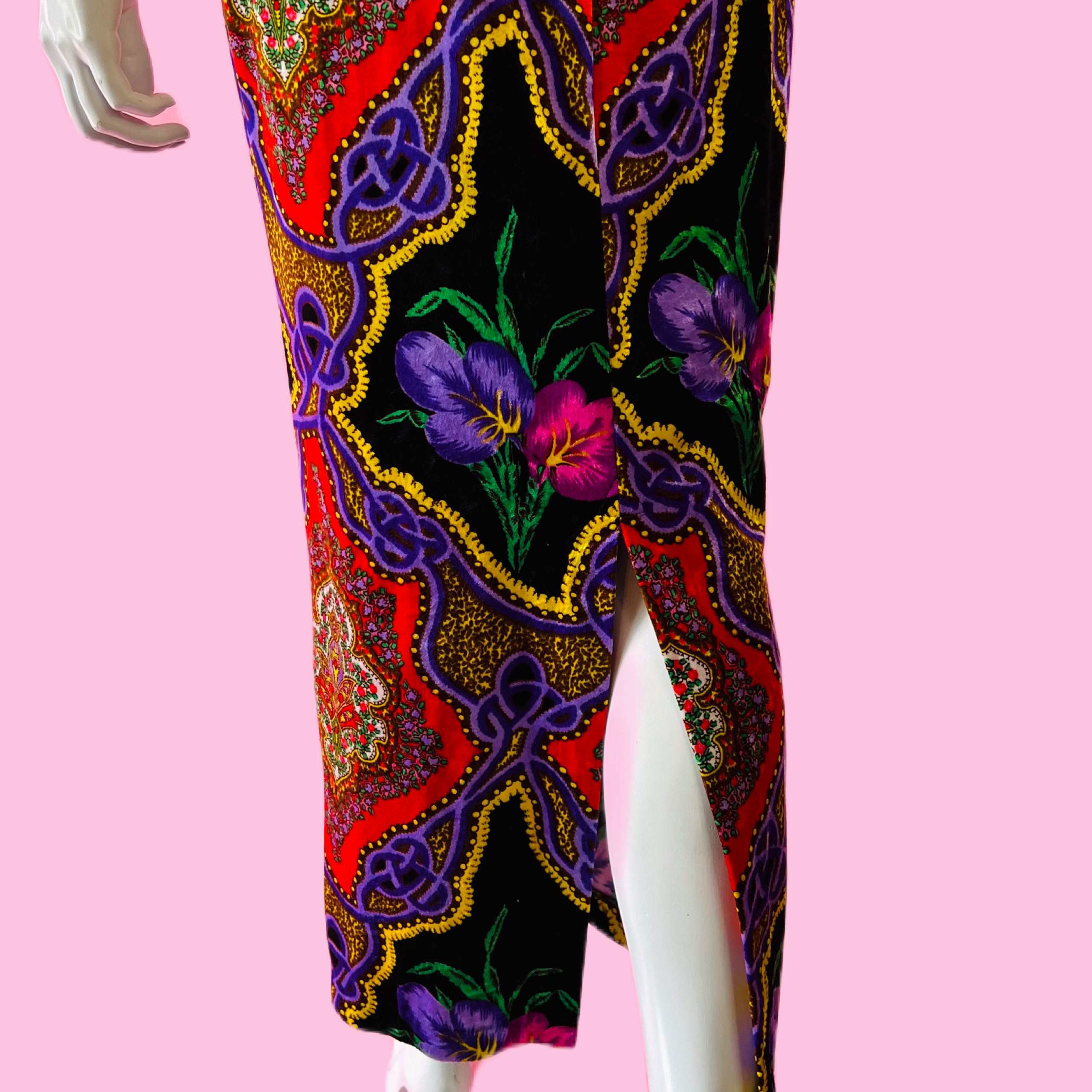 90s Betsey Johnson Rainbow Velvet Tank Maxi Dress — vintage 1990s Betsey Johnson dress in multicolour