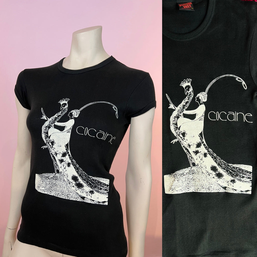 Cocaine 80s Art Deco Diamond Dust Graphic T-shirt — vintage 1980s Diamond Dust top