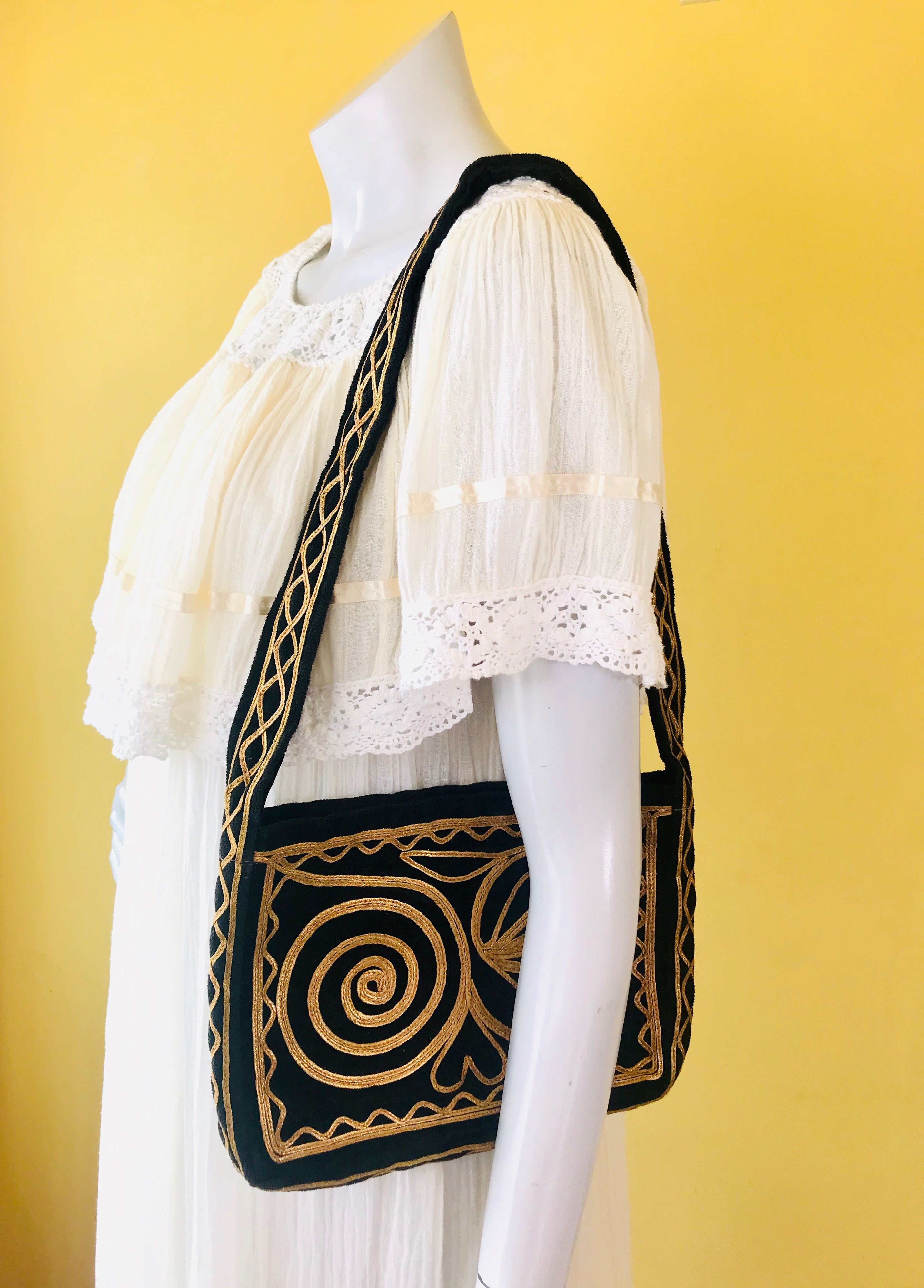 Elegant 1960s/70s Gold & Black Velvet Handbag found exclusively at Empress Vintage in Berkeley, CA!