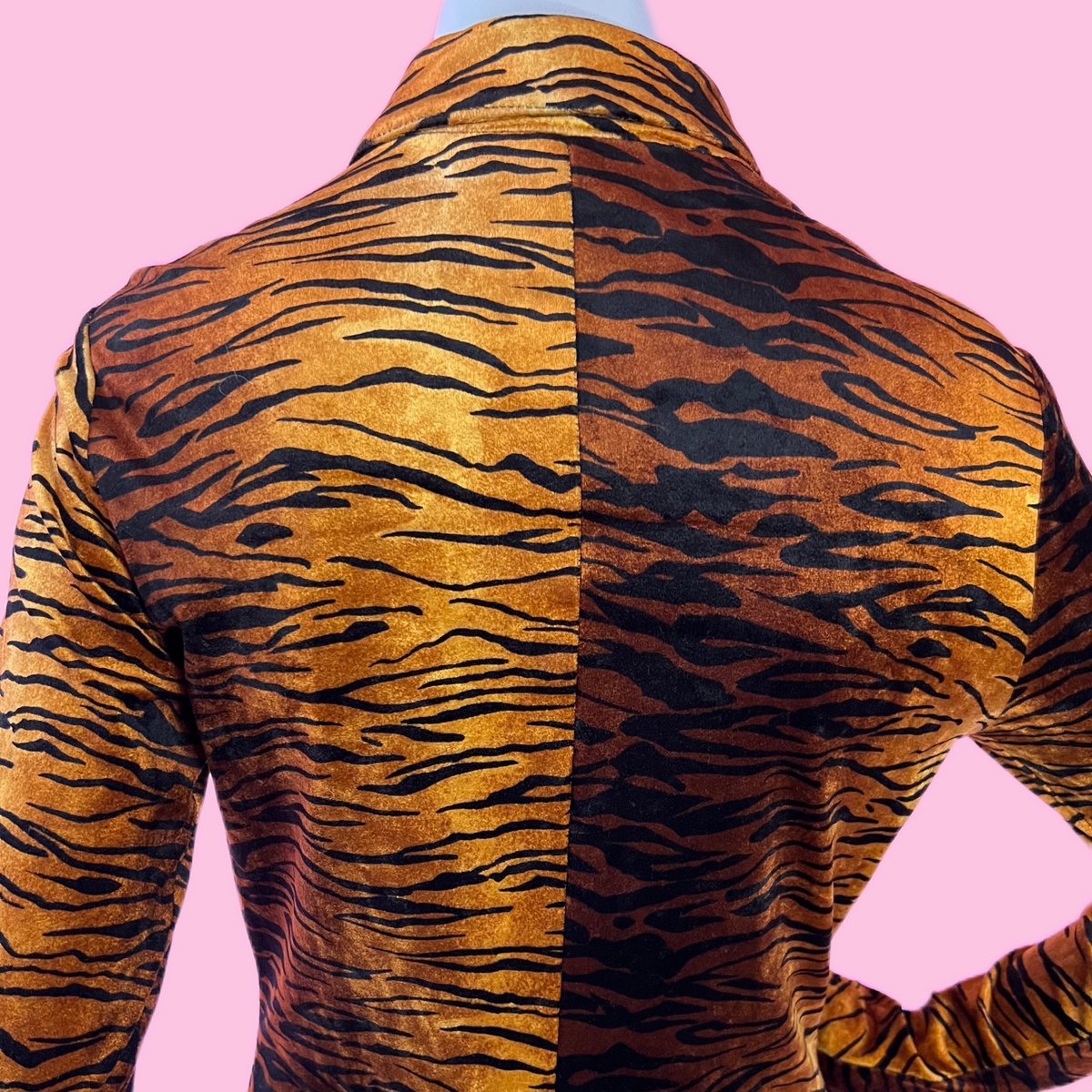 Betsey Johnson Velvet Tiger Button Up Tunic — vintage 1990s Betsey Johnson caftan