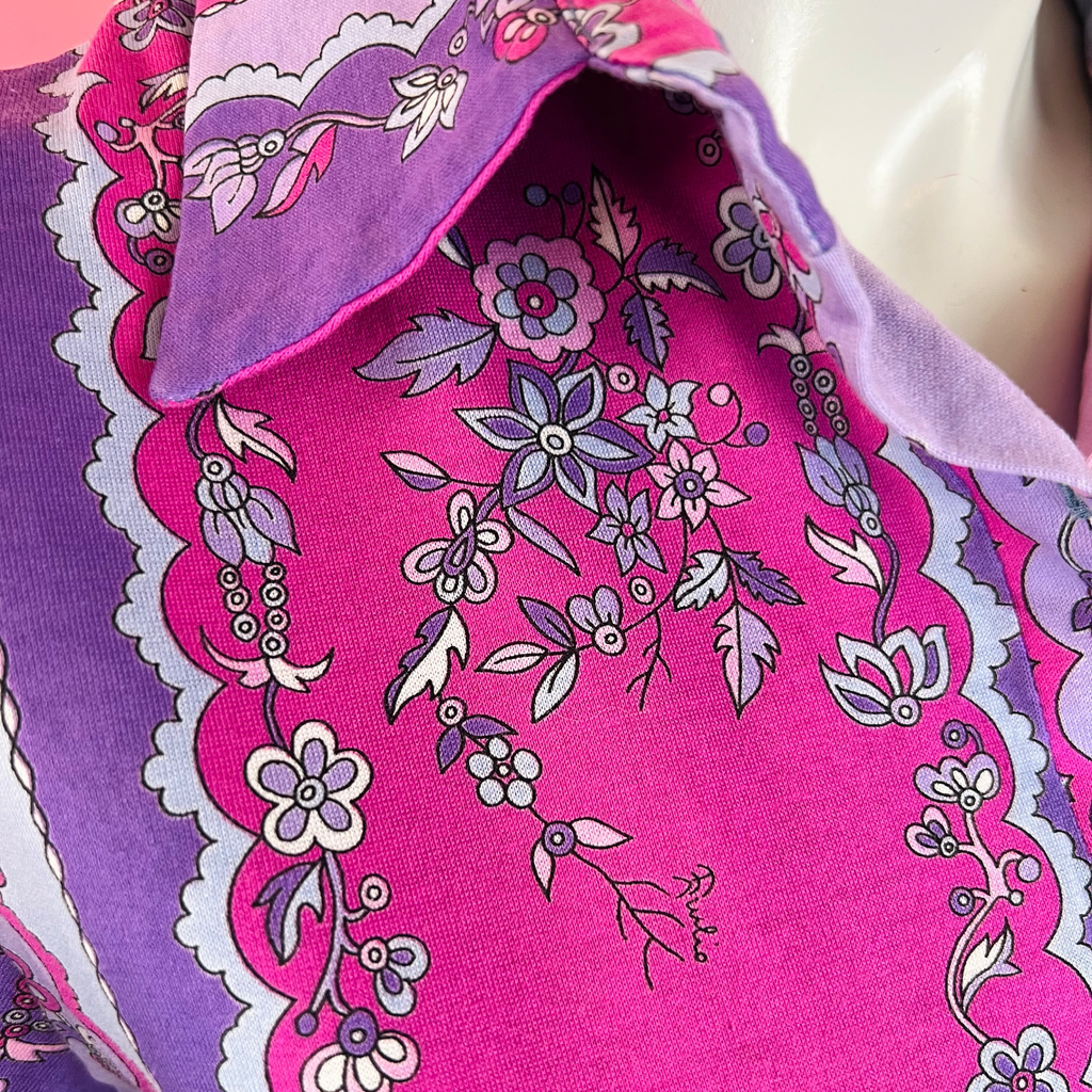 Emilio Pucci Pink & Purple Floral Print Dress — vintage 1990s Emilio Pucci dress in pink, purple