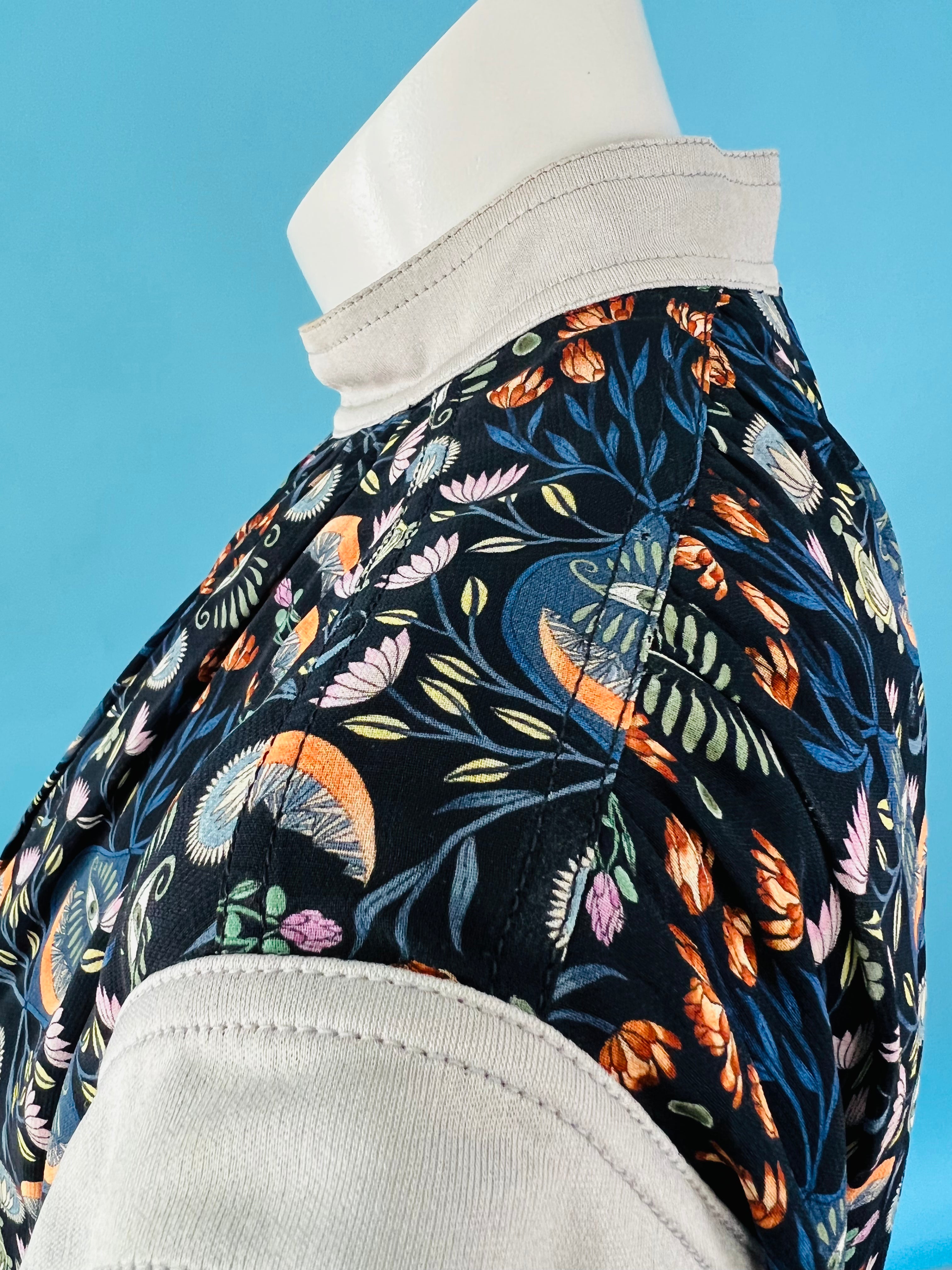 Chloe Designer Mystic Eye Print Bubble Blouse — vintage Chloe top in grey