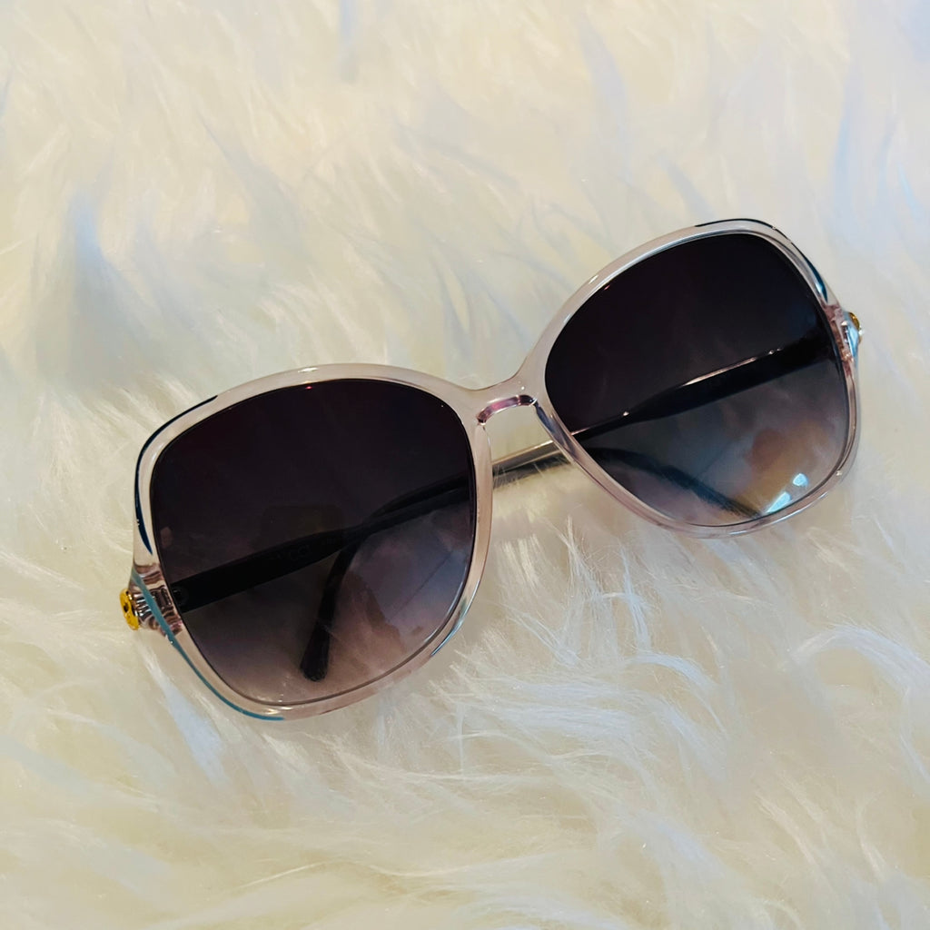 Gucci 1980s Clear & Blue Grey Sunglasses — vintage 1980s Gucci eyewear in blue, grey