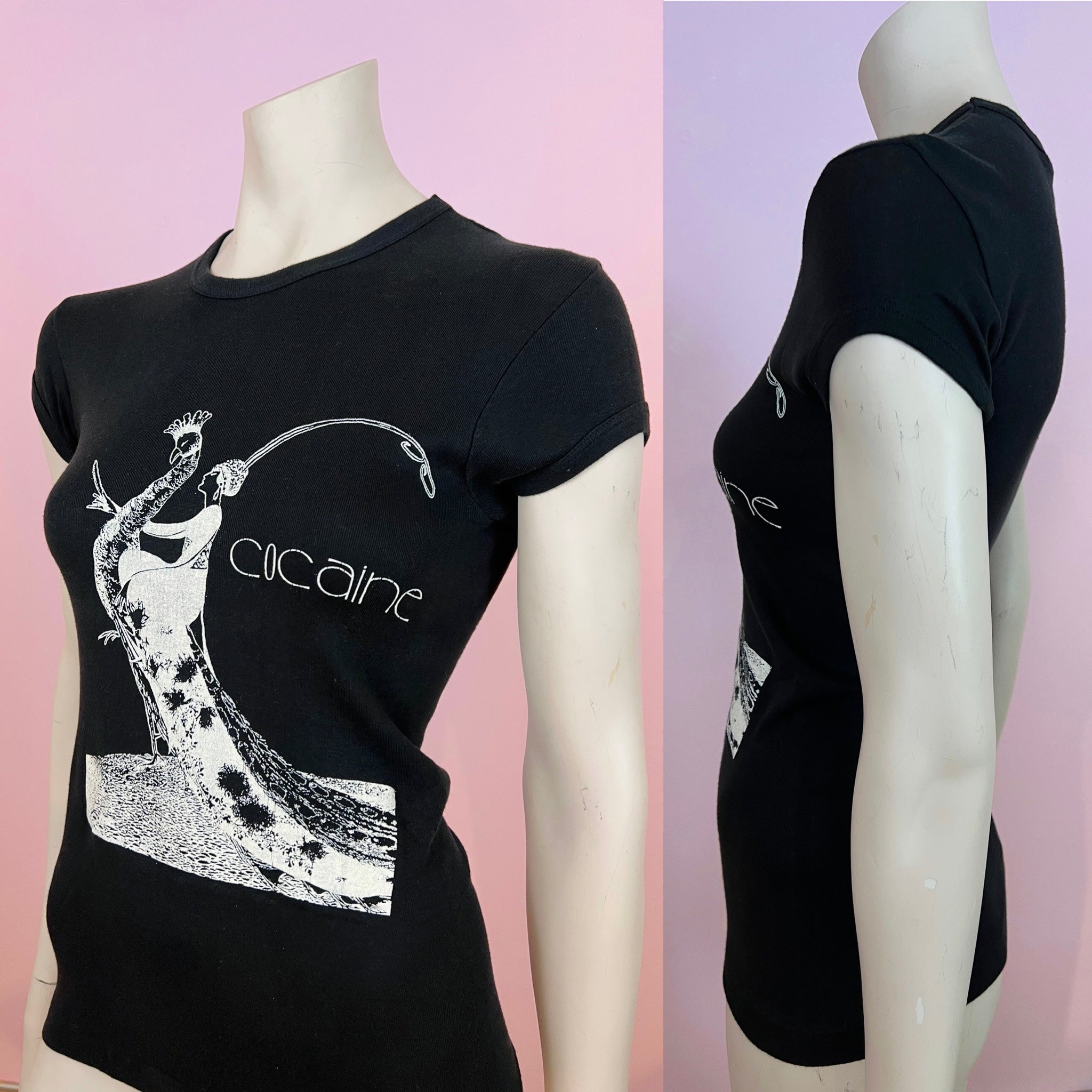 Cocaine 80s Art Deco Diamond Dust Graphic T-shirt — vintage 1980s Diamond Dust top
