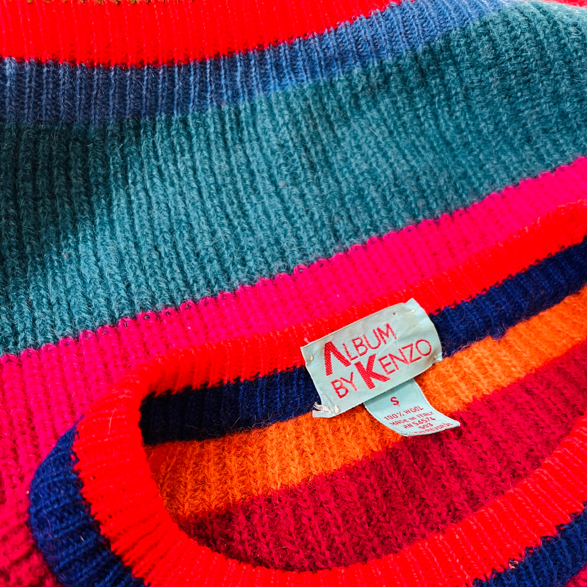 Rainbow Striped 80s Kenzo Sweater — vintage 1980s Kenzo top in multicolour