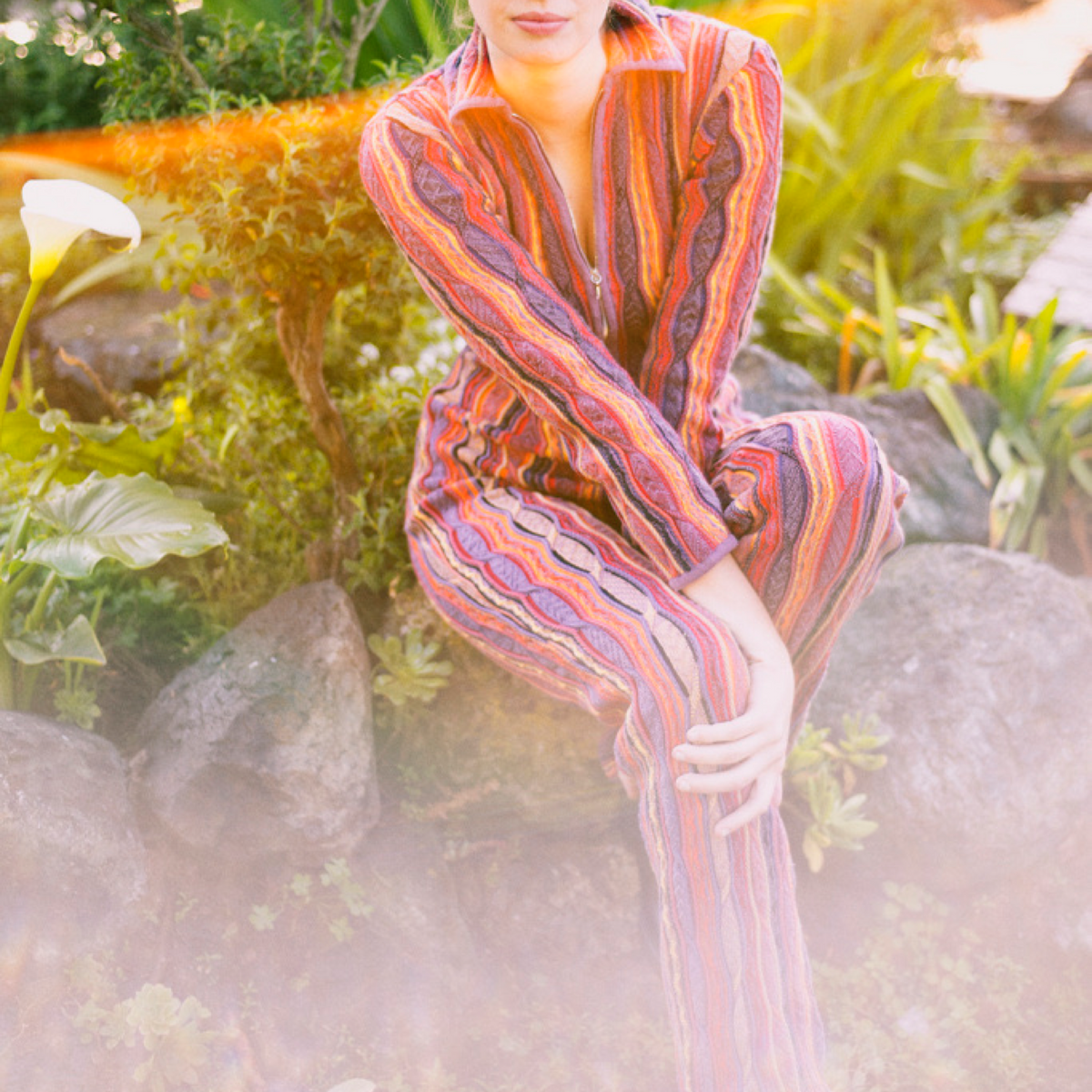 Coogi One Piece Jumpsuit — vintage Coogi set in black, orange, yellow, purple, multicolour