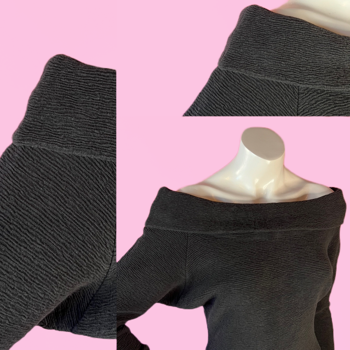 Betsey Johnson Punk Label Grey Off the Shoulder Dress — vintage Betsey Johnson dress in grey