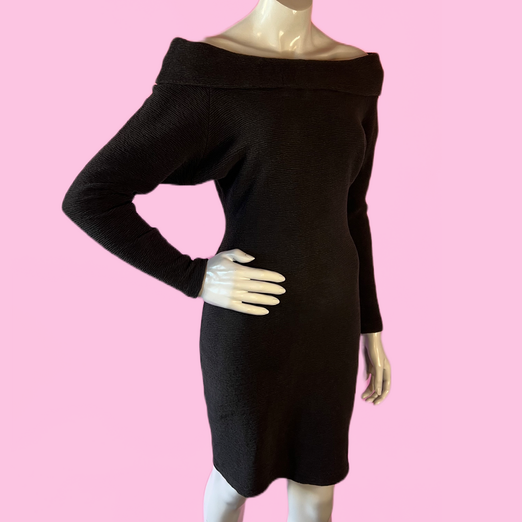 Betsey Johnson Punk Label Grey Off the Shoulder Dress — vintage Betsey Johnson dress in grey