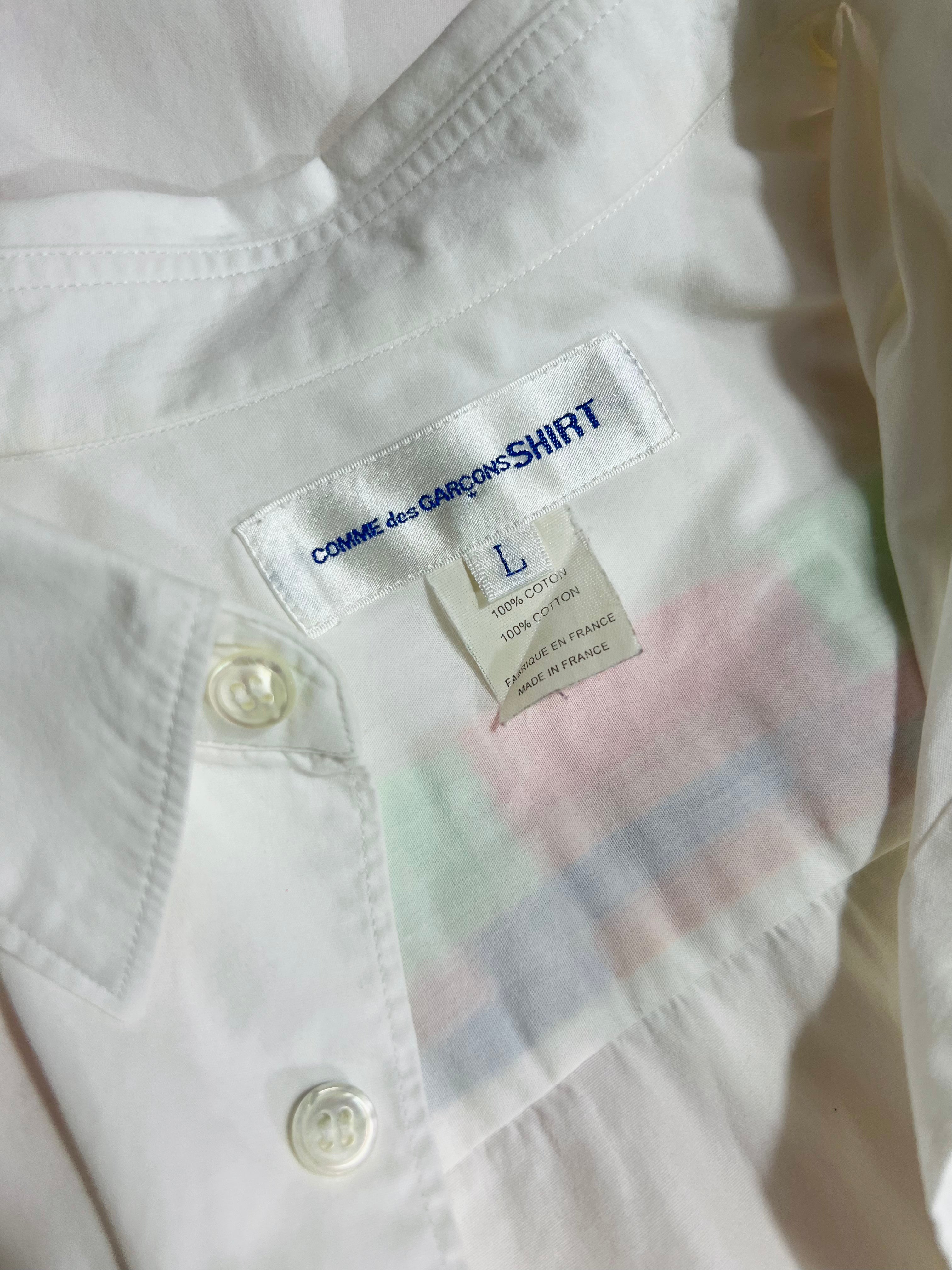 Comme des Garçons SHIRT Label Crisp Cotton Long Sleeve Shirt — vintage Comme des Garçons SHIRT top in white