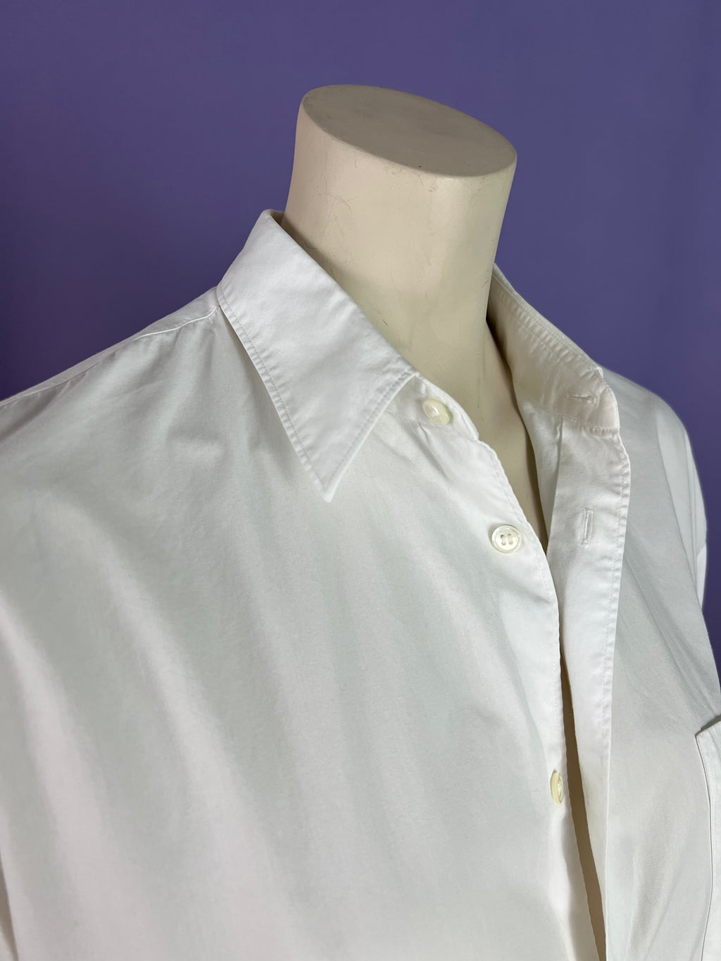 Comme des Garçons SHIRT Label Crisp Cotton Long Sleeve Shirt — vintage Comme des Garçons SHIRT top in white