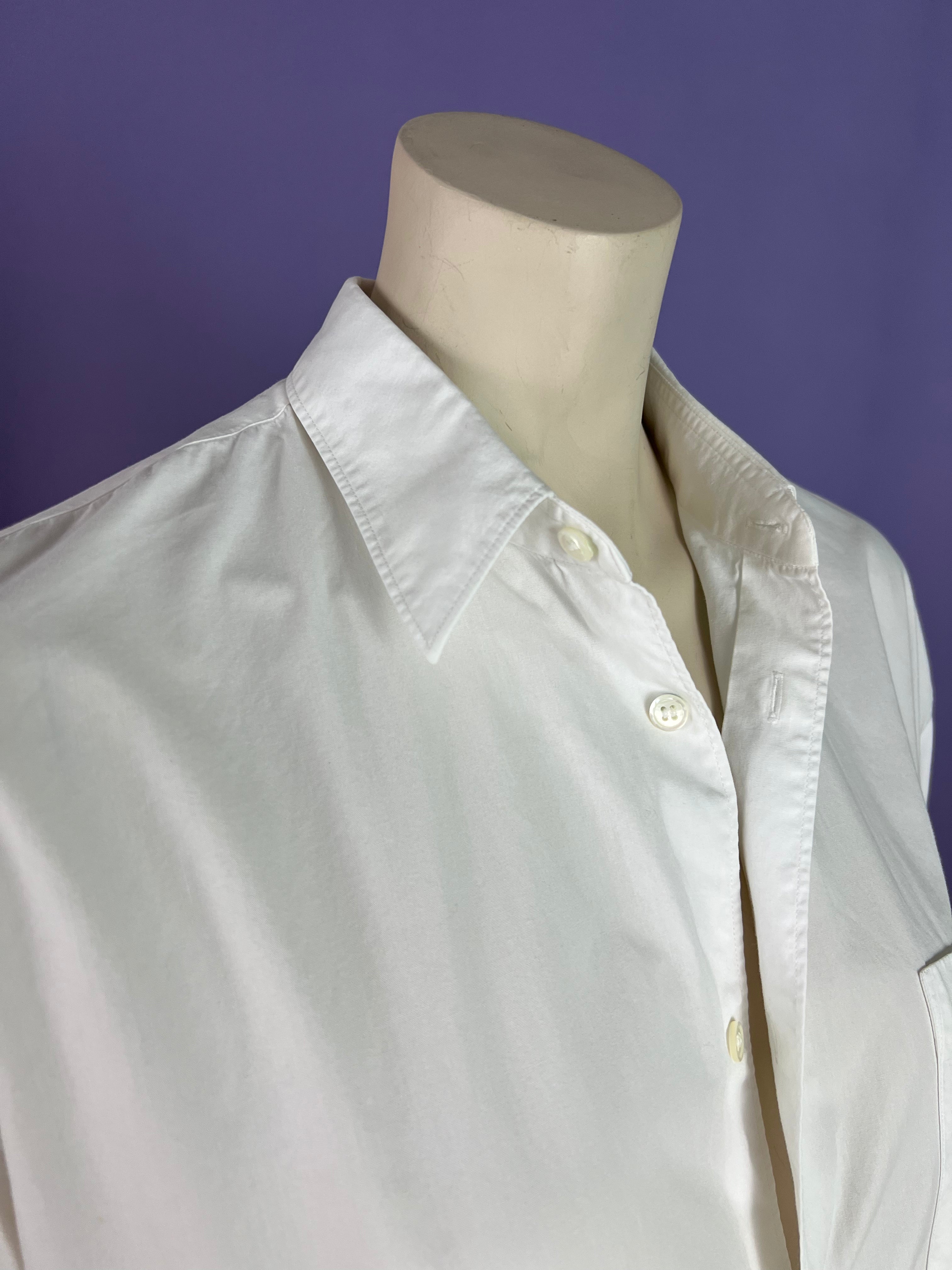 Comme des Garçons SHIRT Label Crisp Cotton Long Sleeve Shirt — vintage Comme des Garçons SHIRT top in white