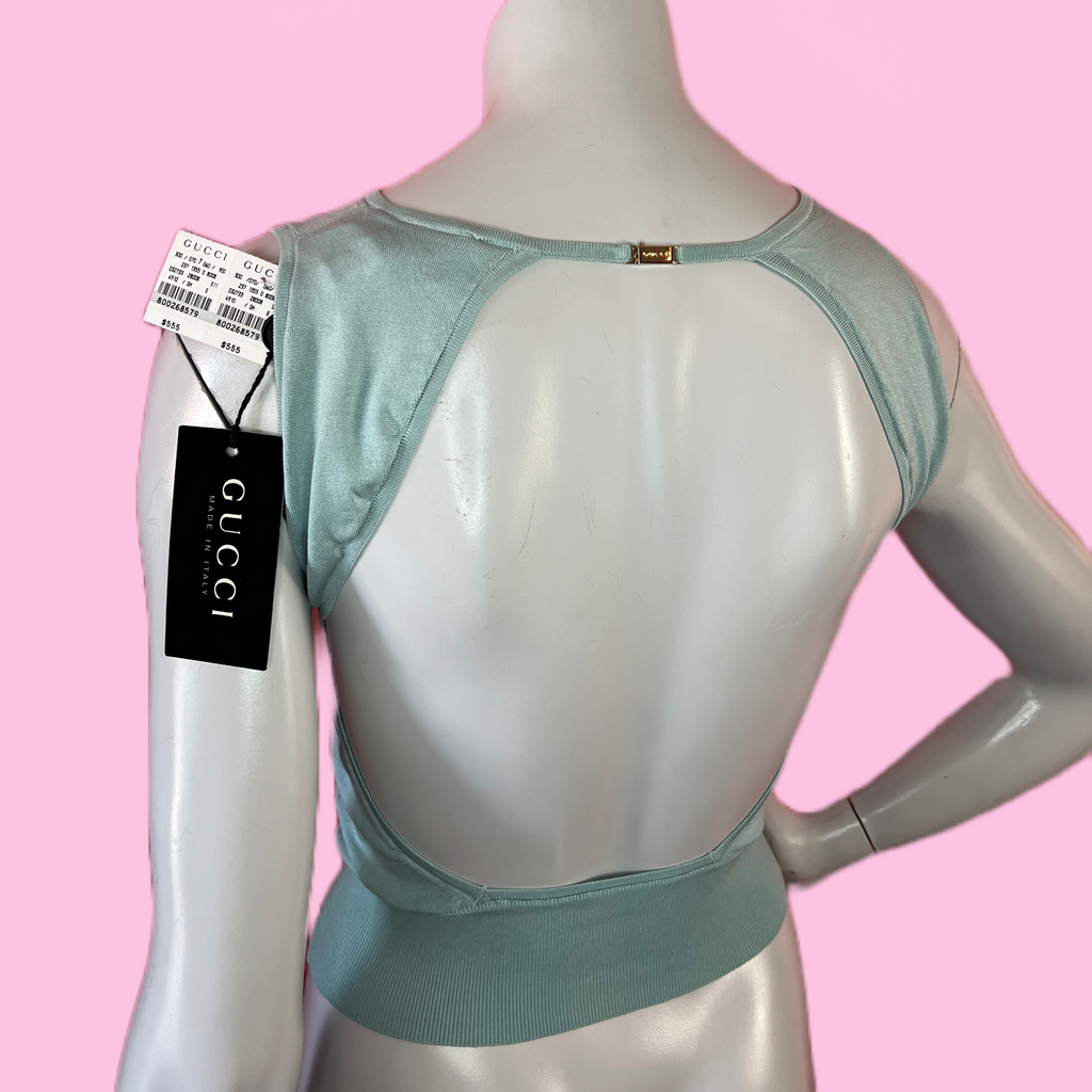 Gucci by Tom Ford Blue Open Back Top New with Tags — vintage Gucci top in blue